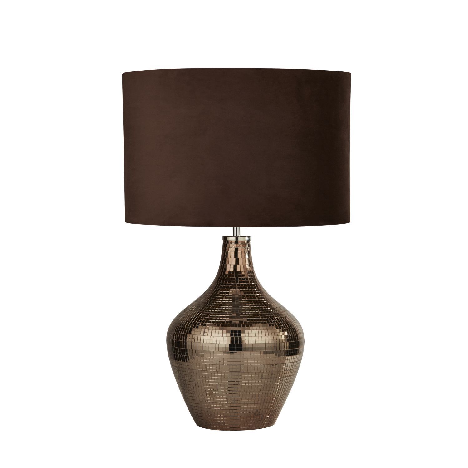 Lampe de chevet marron E27 53,5 cm Ø 30 cm verre daim