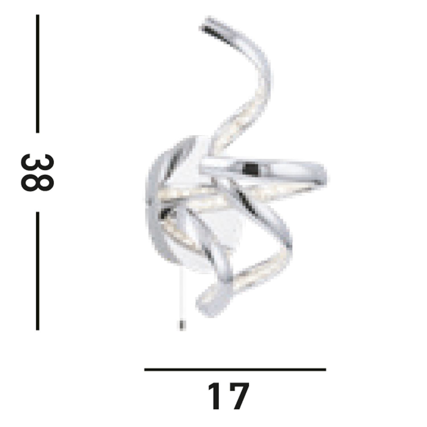 Applique LED avec interrupteur à tirette Métal Verre H:38 cm Chrome