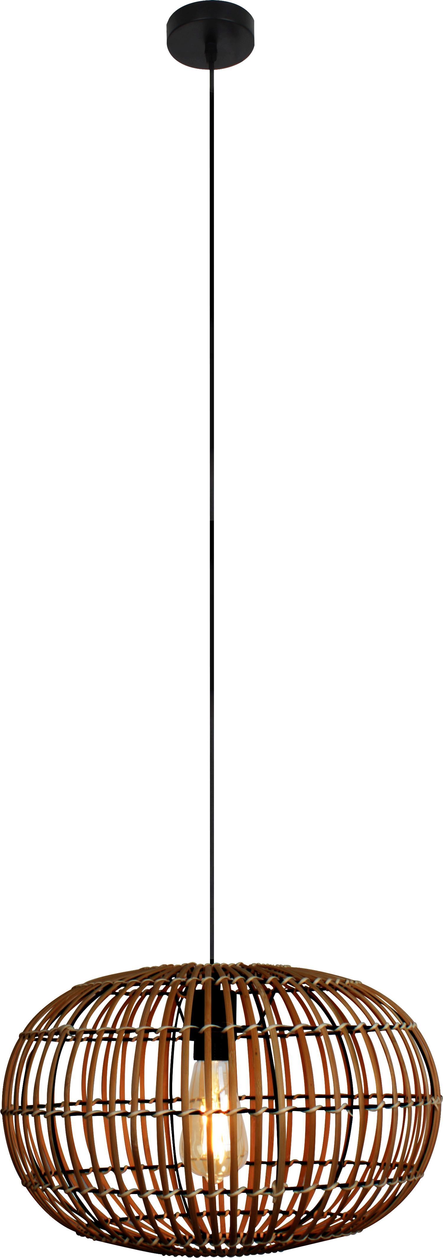 Hängelampe Bambus Natur Schwarz rund Ø40 cm E27 Modern