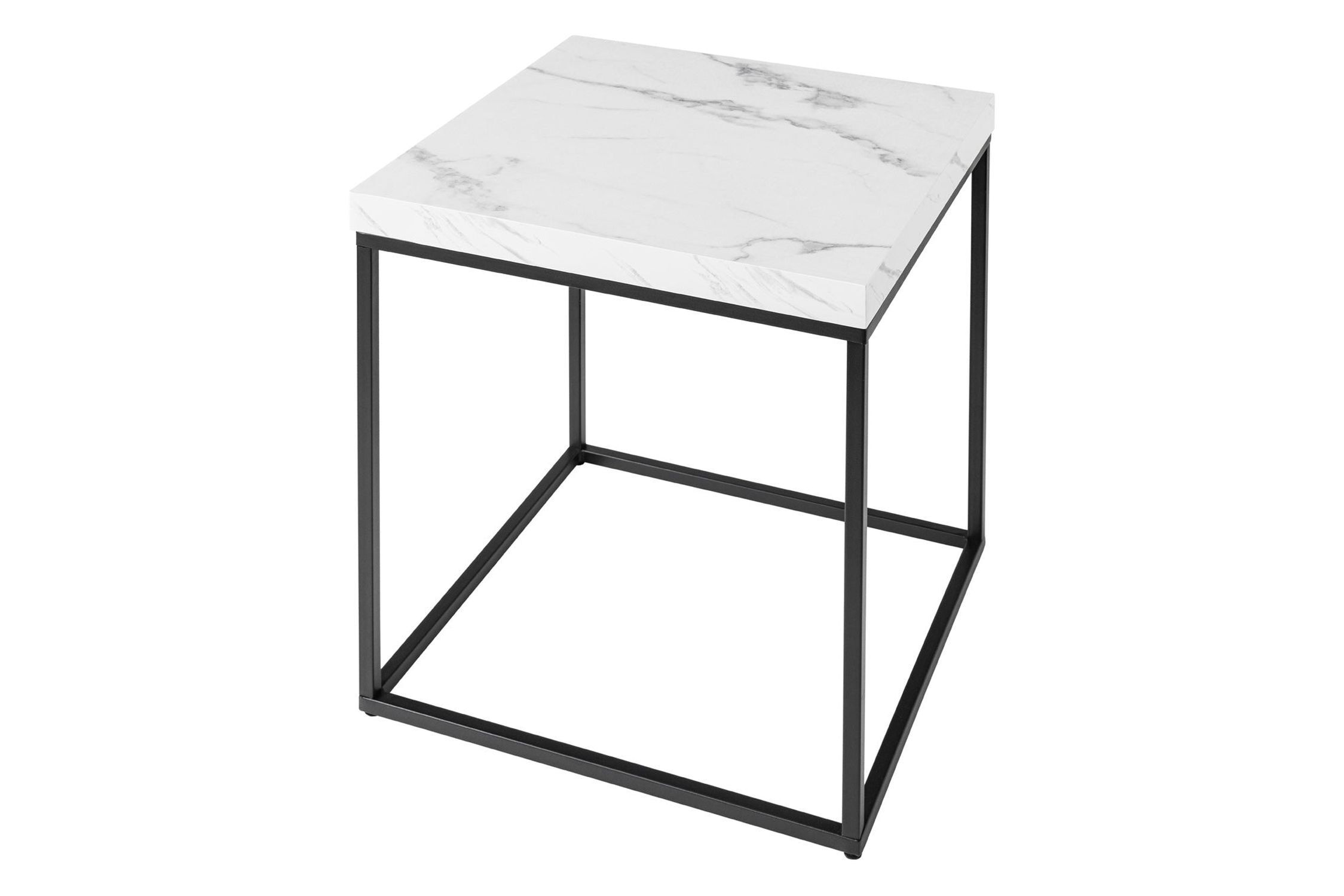 Table d'appoint en noir blanc 40 x 40 cm aspect marbre