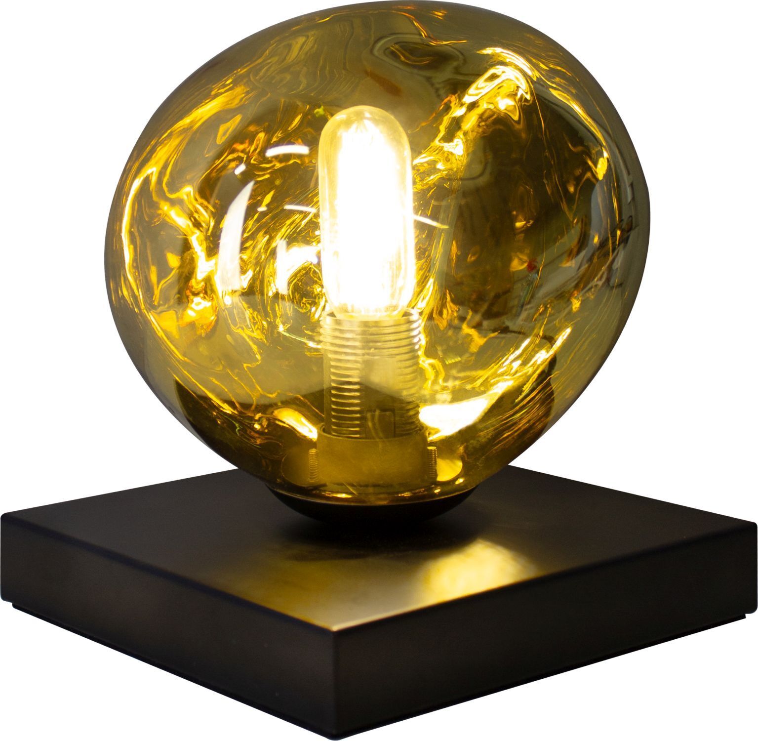 Kleine Tischlampe E14 Schwarz Gelb 17,5cm dekorativ