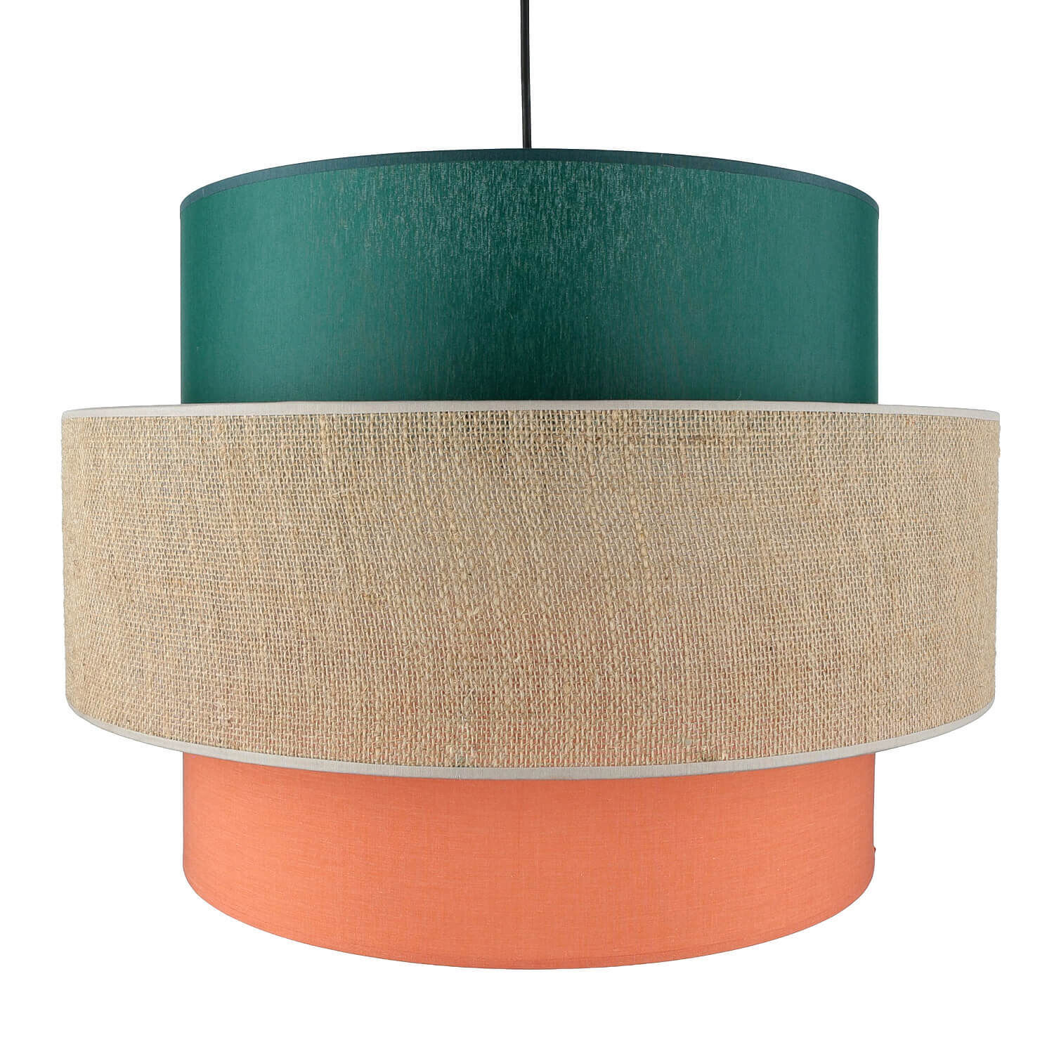 Pendelleuchte rund Ø 50 cm H: max. 160 cm Stoff Jute Bunt E27 Lampe, Lampenschirm, Klebeband