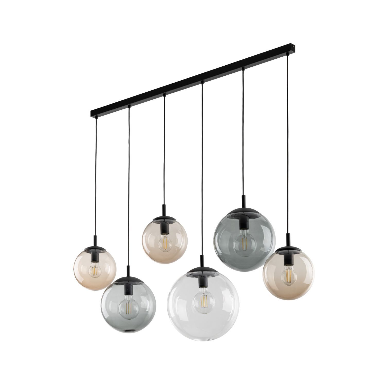 Hängeleuchte Rauchglas 130 cm lang H: max. 1,5 m verstellbar Lampe, Kronleuchter, Leuchte