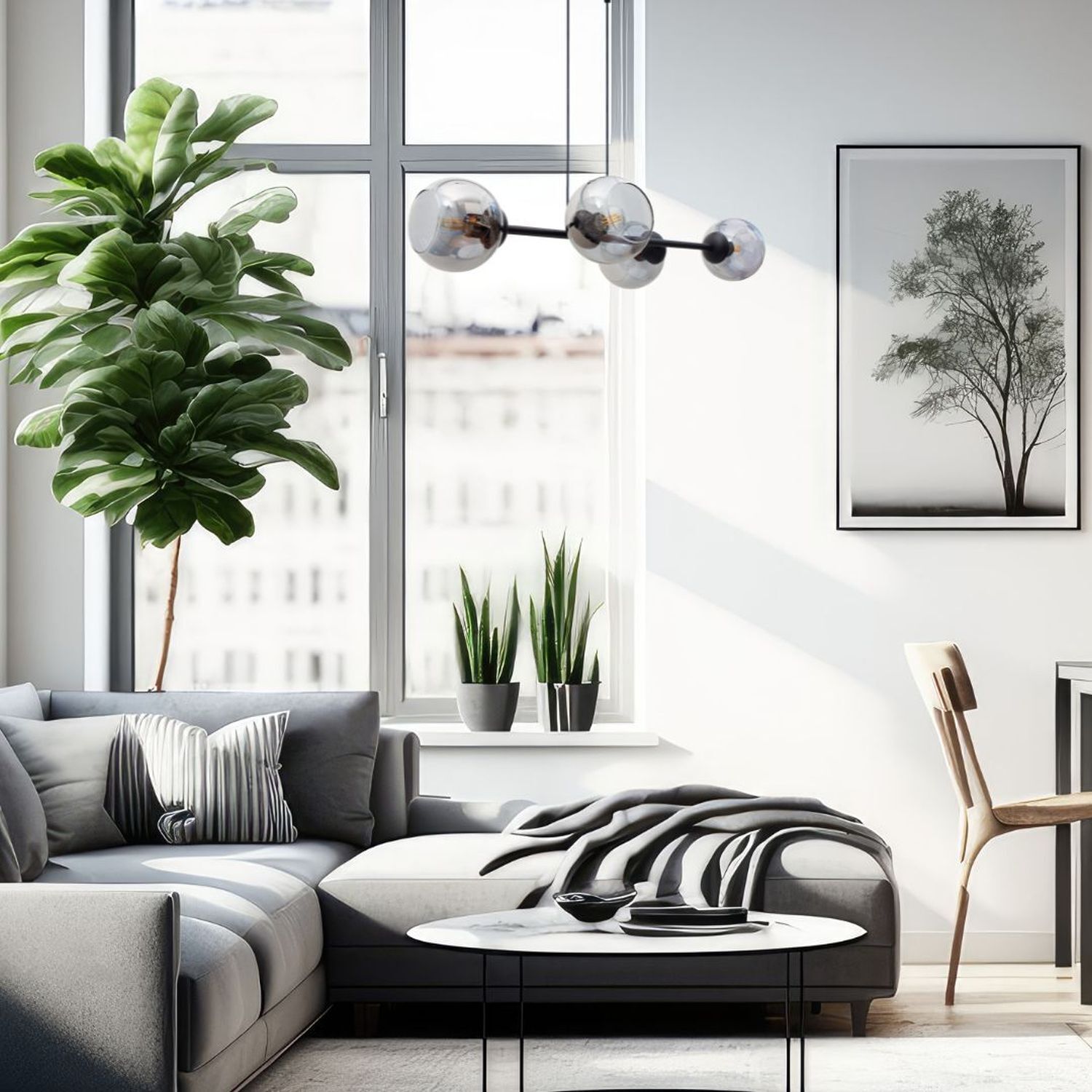 Lampe à suspendre métal verre fumé faible éblouissement E27 4-flamme Moebel, Wohnzimmer, Zimmer, Pflanze, Dekoration für Zuhause