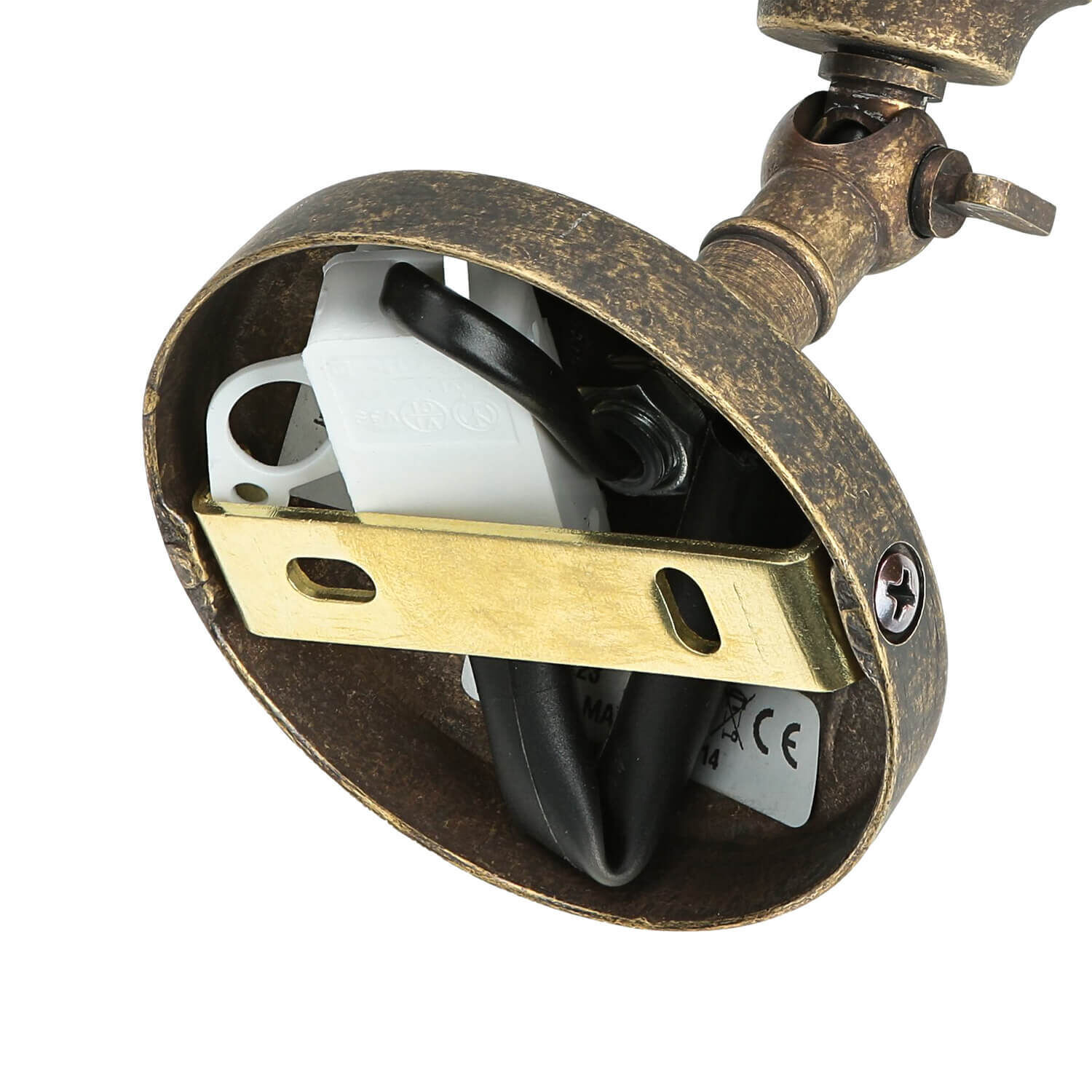 Wandlampe mit Glasschirm Floral aus Echt-Messing Bronze, Rolle