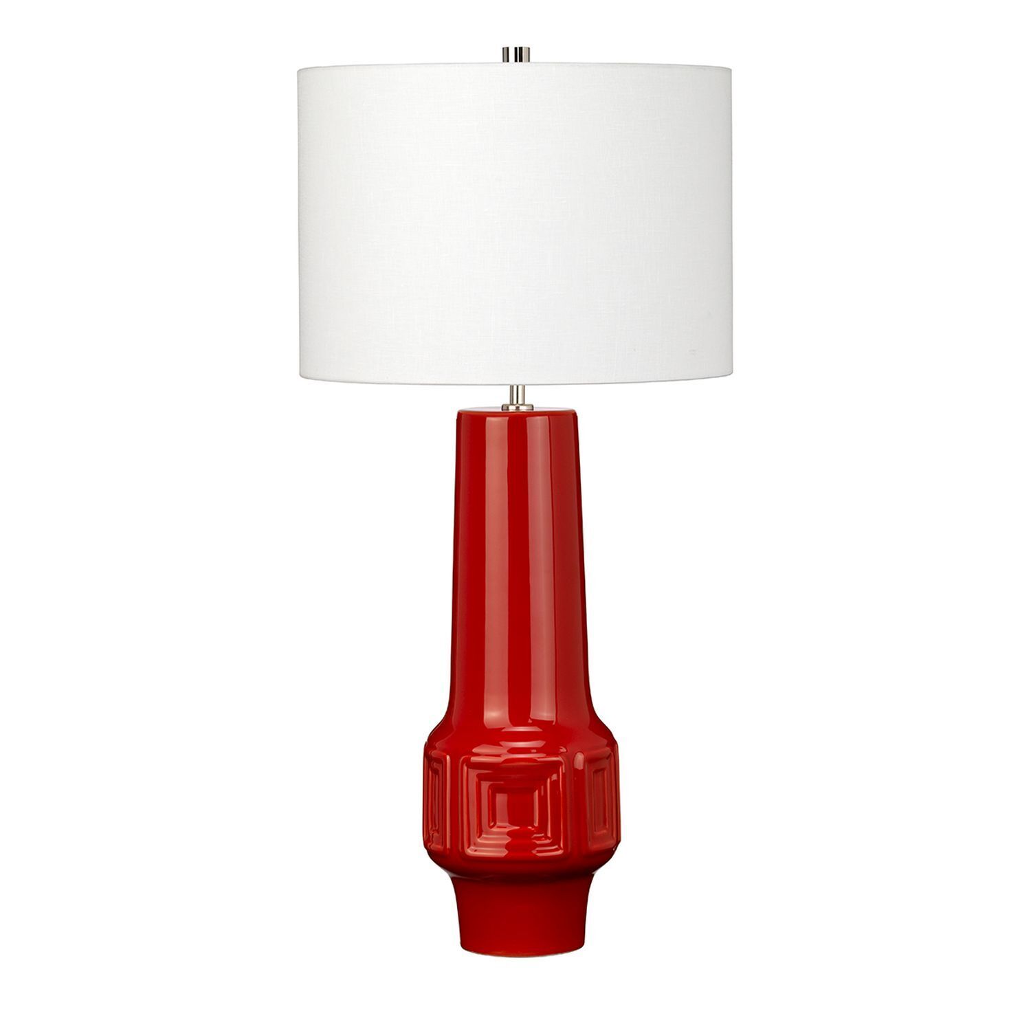 Tischlampe LENIO Keramik Rot Creme H:76cm Retro Lampe, Tischlampe