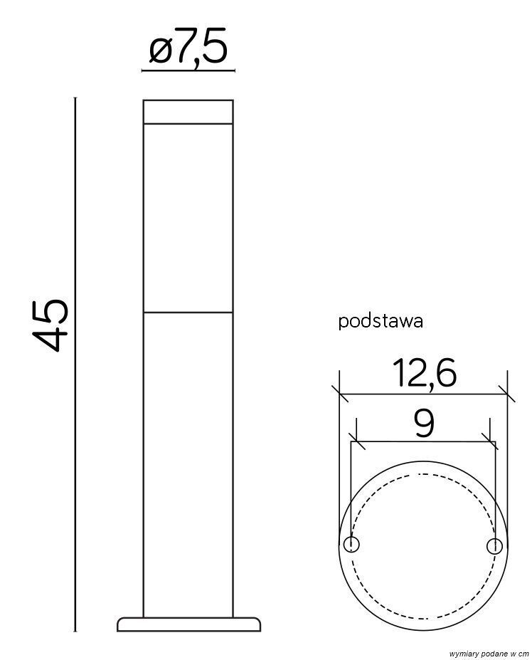 Lampe d'allée noire 45cm IP44 extérieur E27