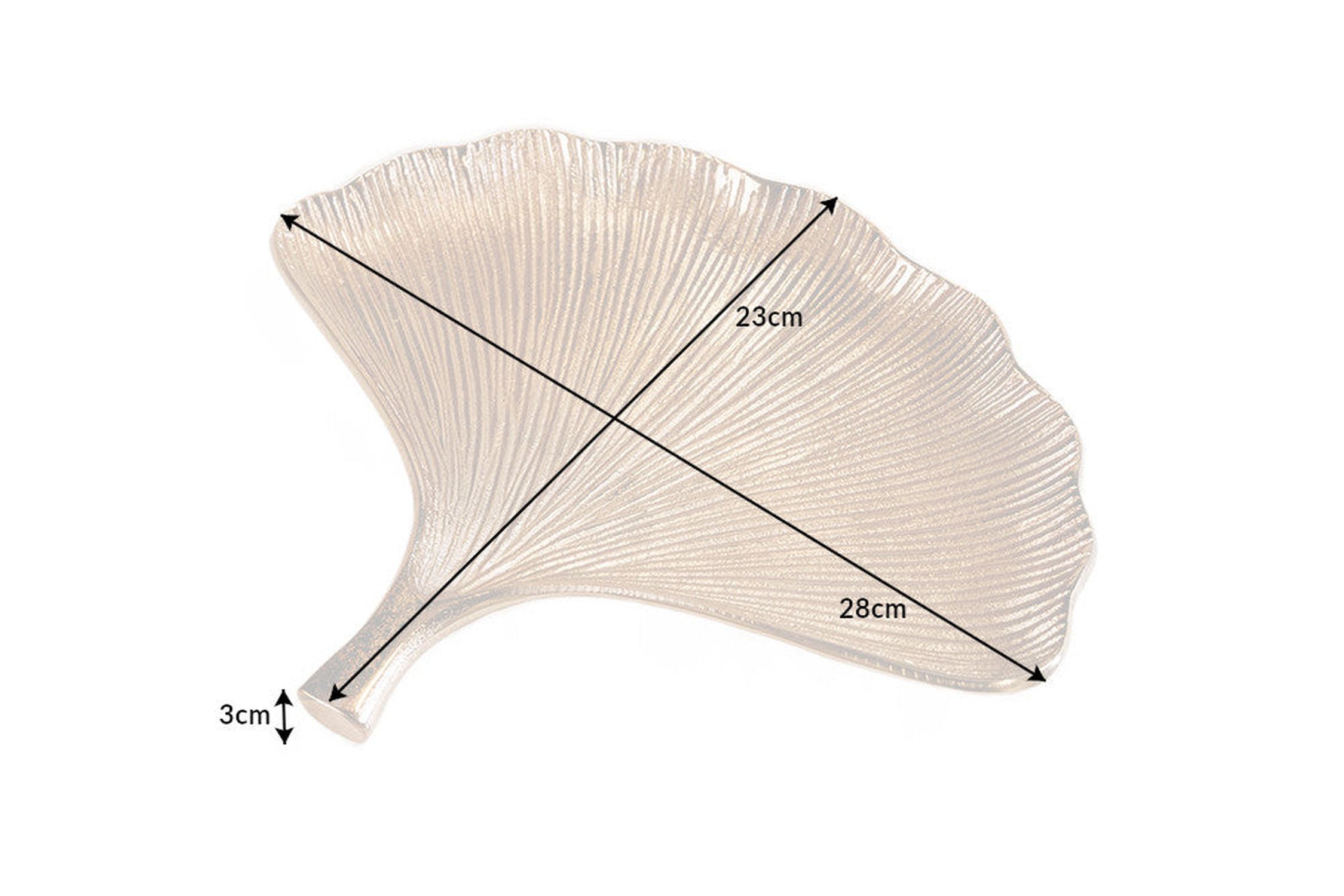 Schale Metall in Gold L: 42 cm Ginko Handarbeit Asiatisch Schale Metall in Gold L: 42 cm Ginko Handarbeit Asiatisch
