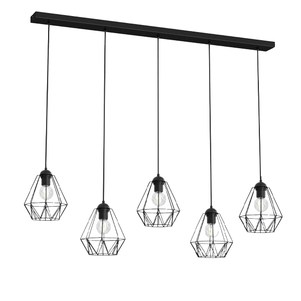 Hängeleuchte, Kugelrahmen-Lampe, Metallrahmen, Fünffach-Hängelampe, Industrie-Lampenstil