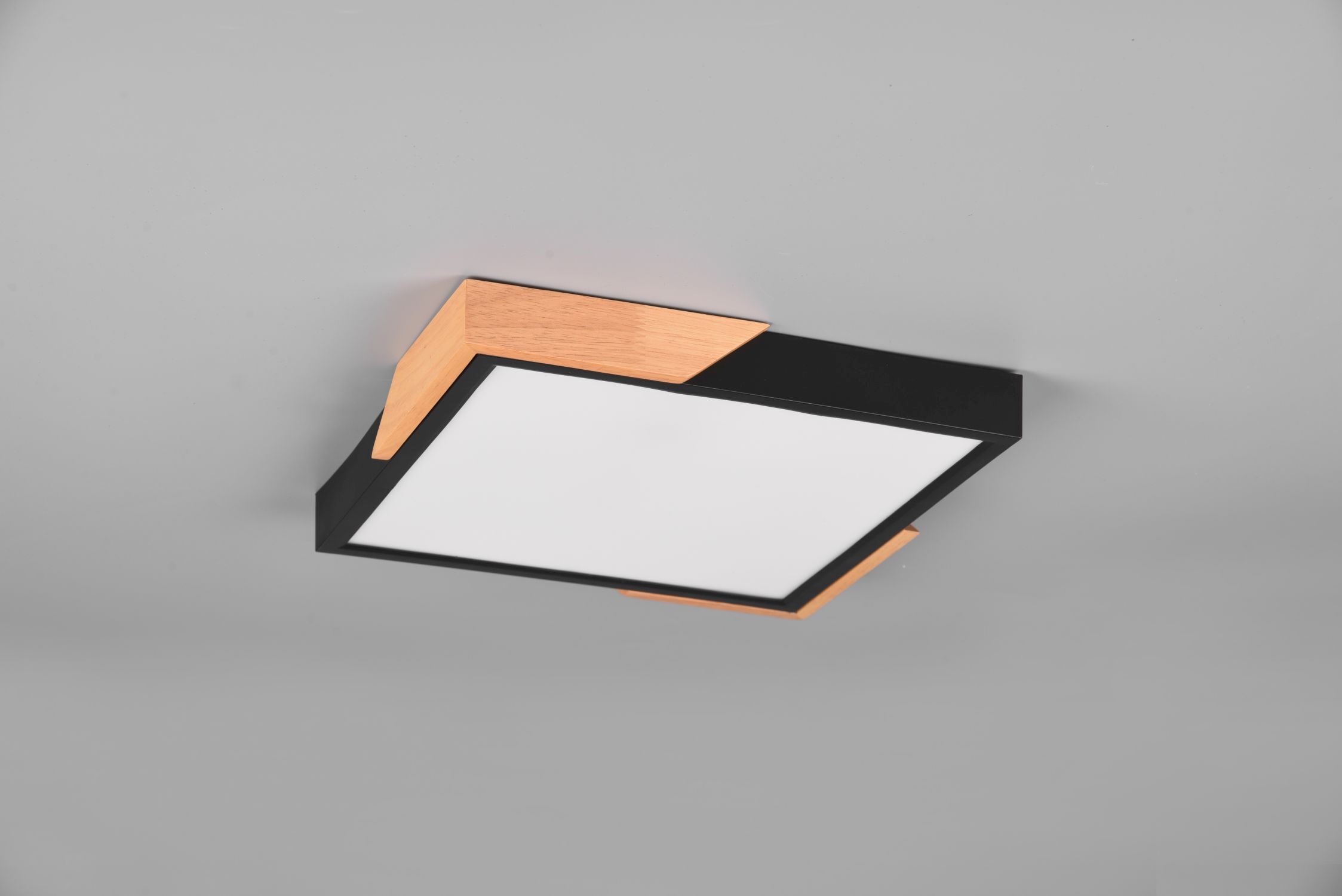 LED Deckenleuchte Holz 2400 lm B:31,5 cm Schwarz Natur Deckenleuchte