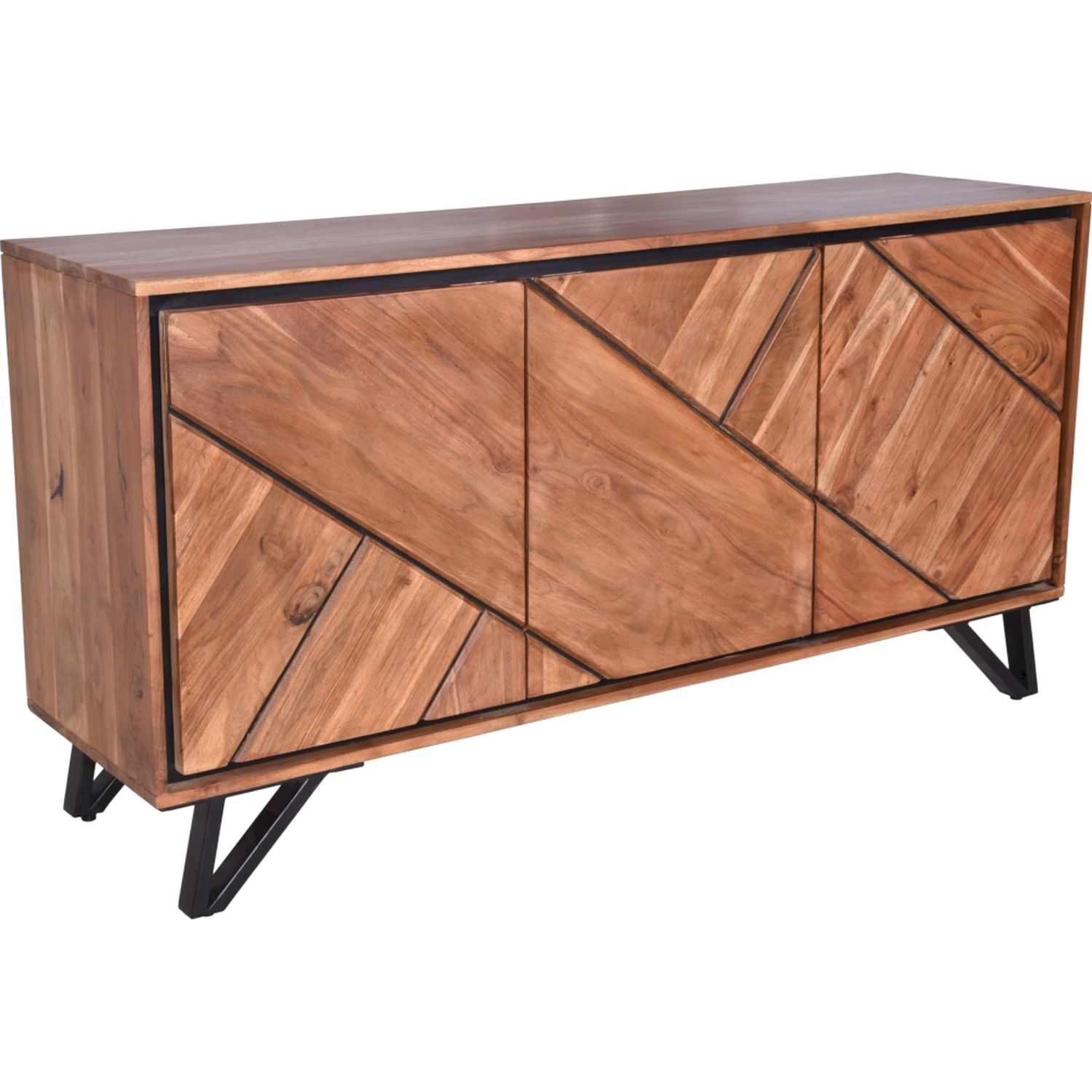 Buffet largeur 180 cm bois métal 3 portes Moderne