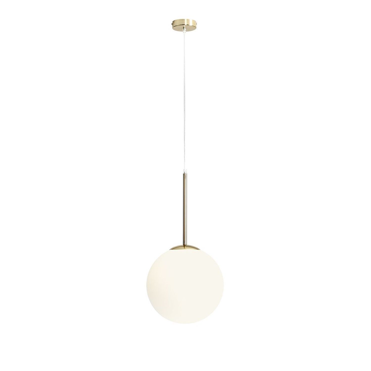 Suspension ronde boule de verre métal E27 en or blanc