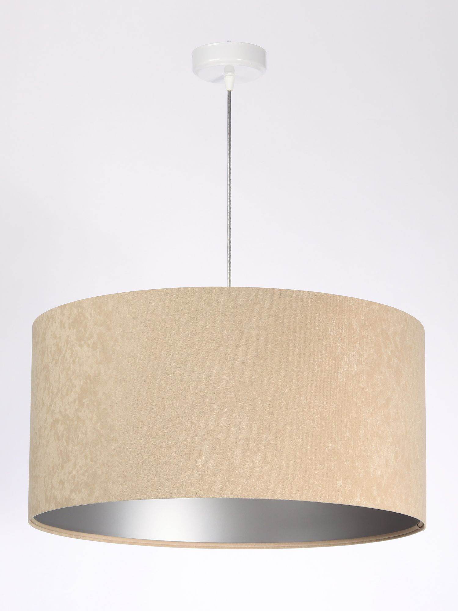 Hängelampe rund Weiß Beige Silber Retro Wohnzimmer Lampe, Deckenleuchte