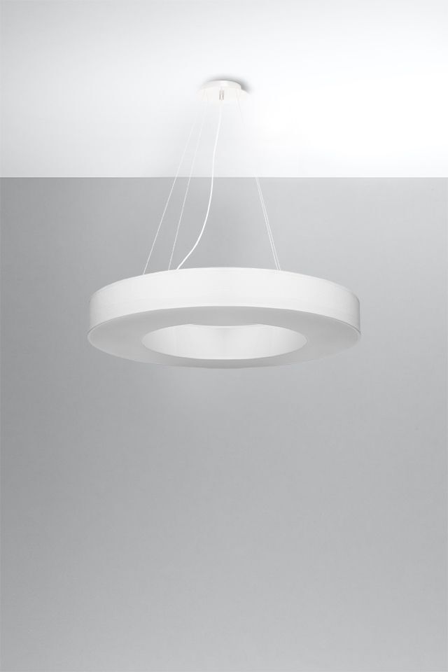 Suspension ronde en tissu Ø 70 cm Blanc faible éblouissement 6x E27