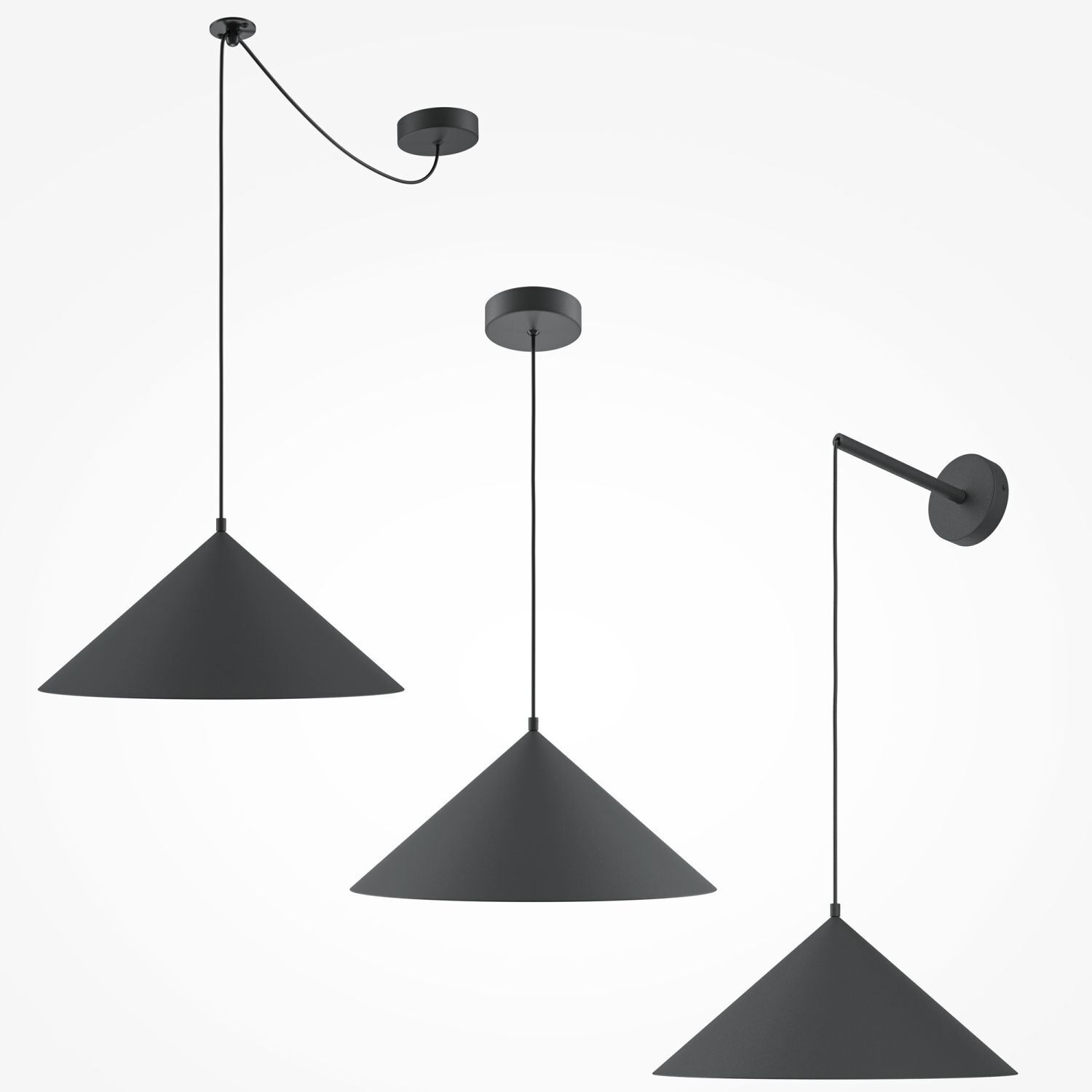 Hängeleuchte Metall Ø 35 cm rund H: max. 318 cm Schwarz Lampe, Beleuchtung, Lampenschirm