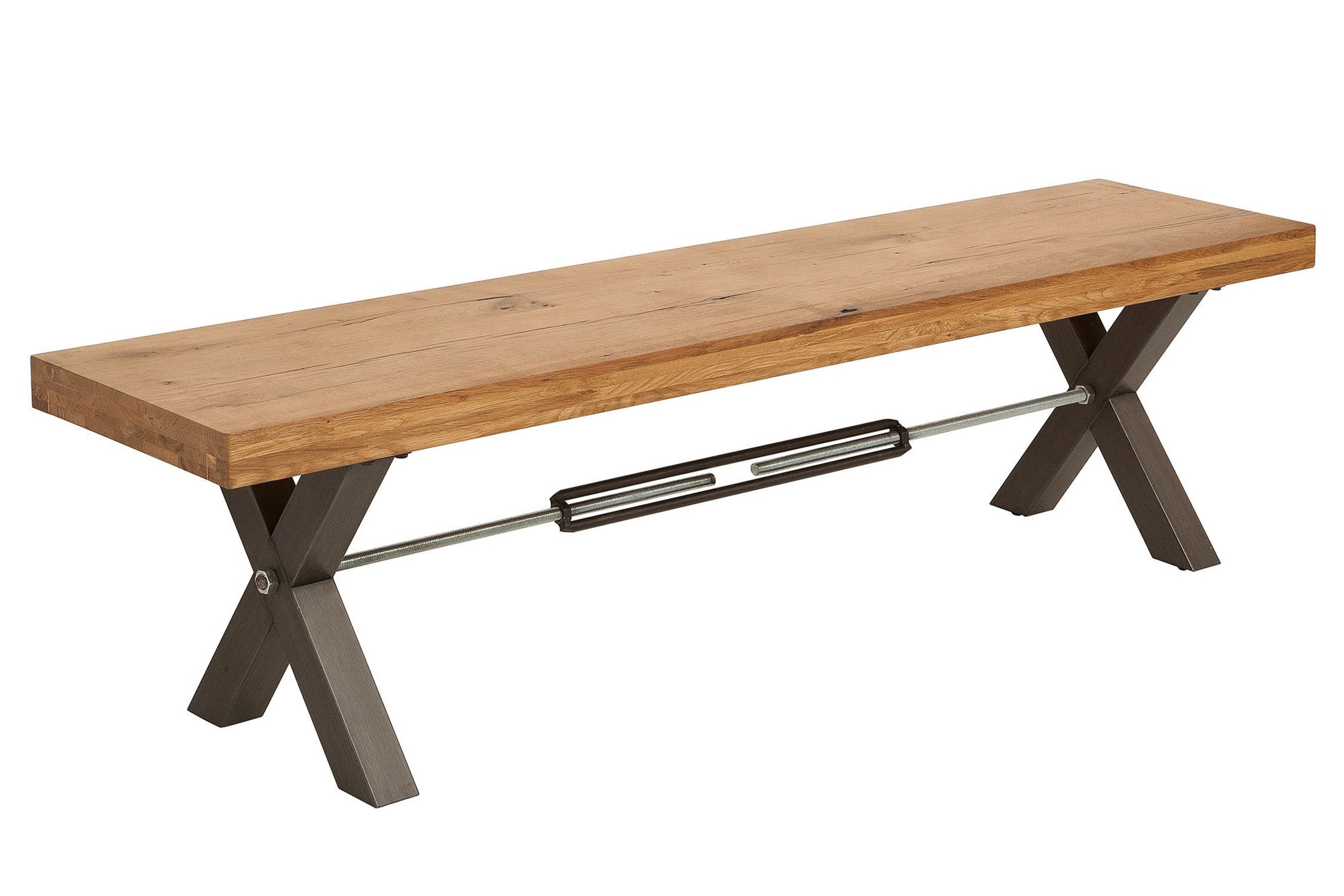 Banc bois (chêne sauvage) métal 180 x 40 cm