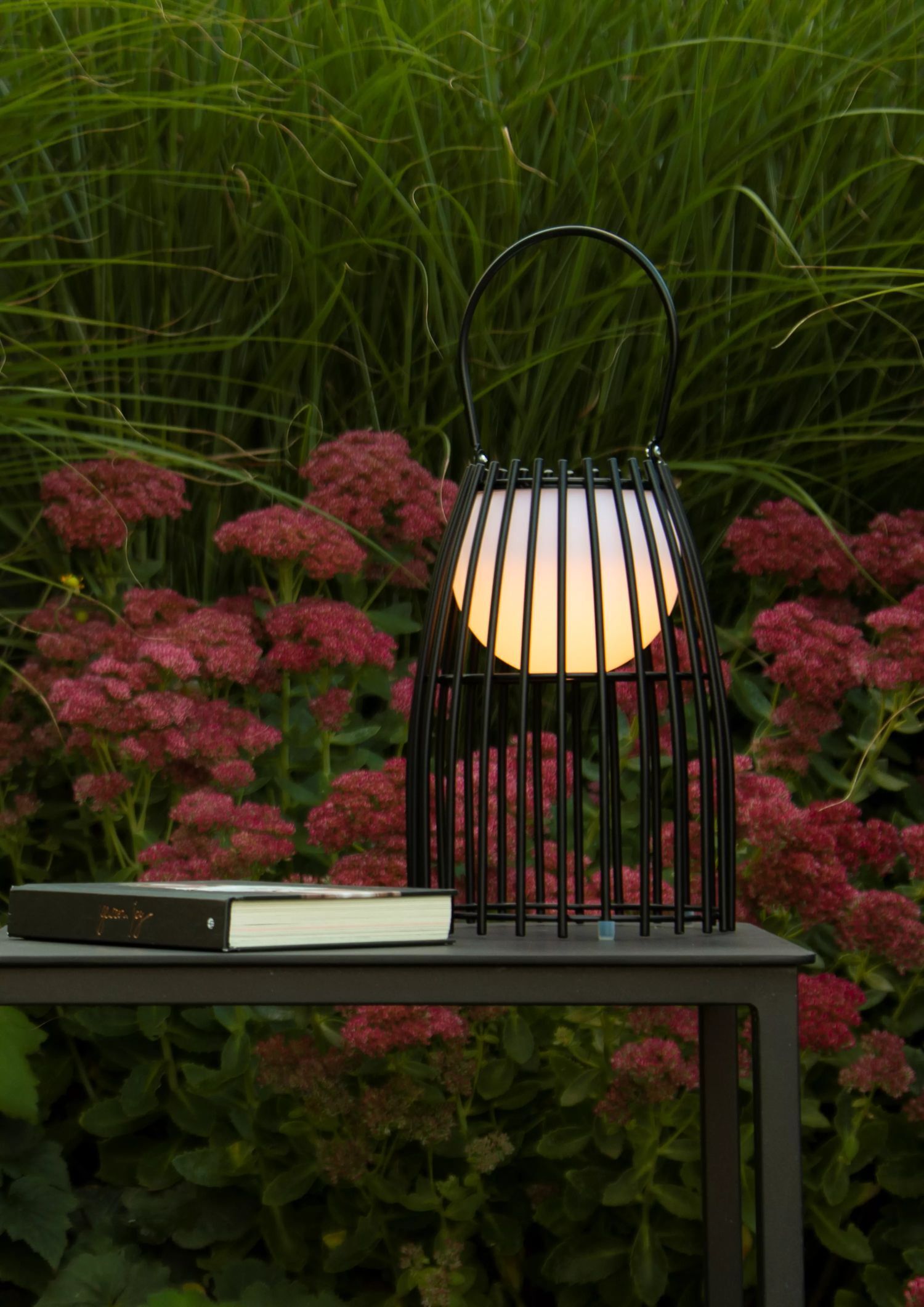 LED Akku Tischlampe dimmbar Schwarz IP44 40 cm Terrasse Lampe