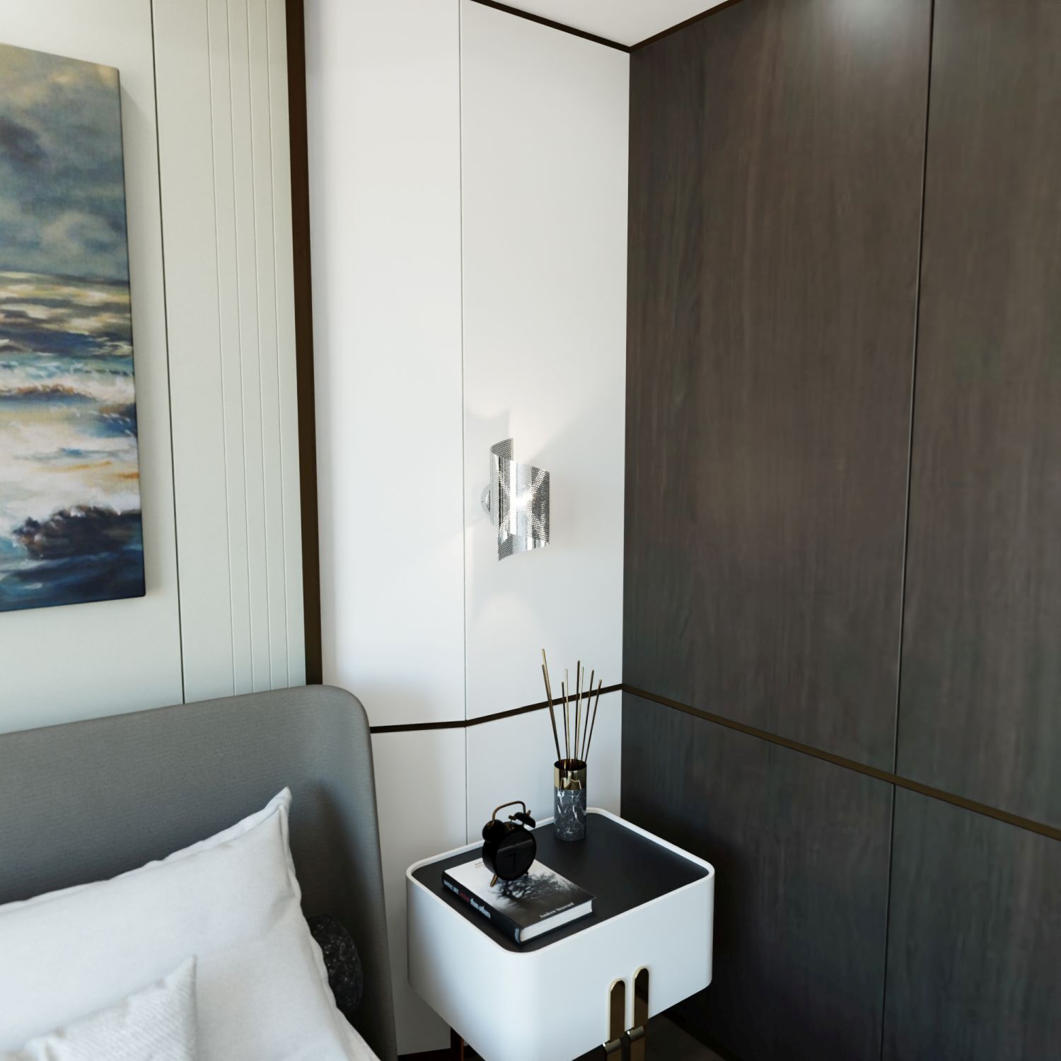 Applique murale en métal de style G9 P:17 cm en argent Moderne Drinnen, Innenarchitektur, Inneneinrichtung, Kissen, Paneele aus Holz