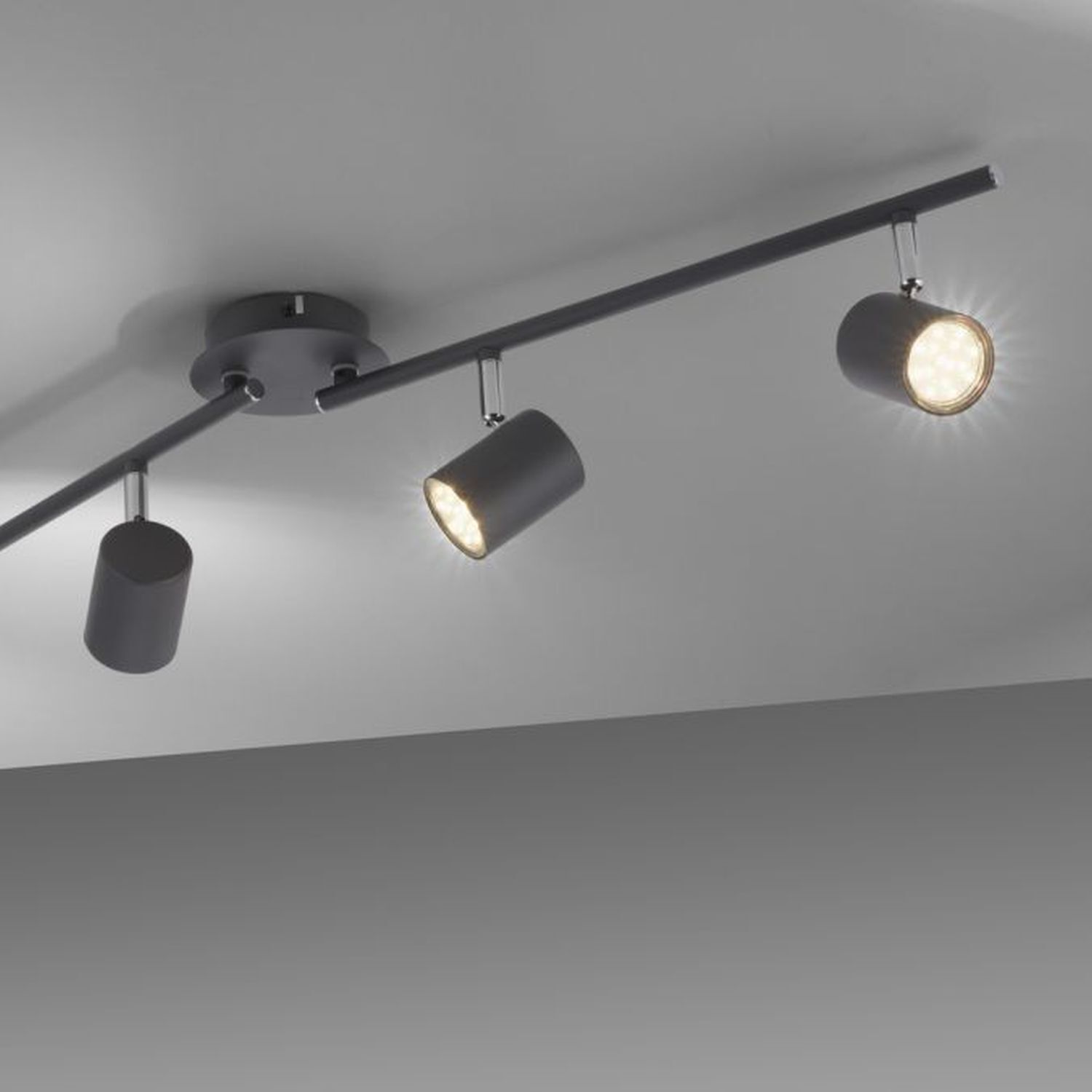 Verstellbarer Deckenspot Metall Schwarz GU10 4-flammig Deckenleuchte, Beleuchtung, Leuchte, Deckenventilator, Elektrisches Gerät