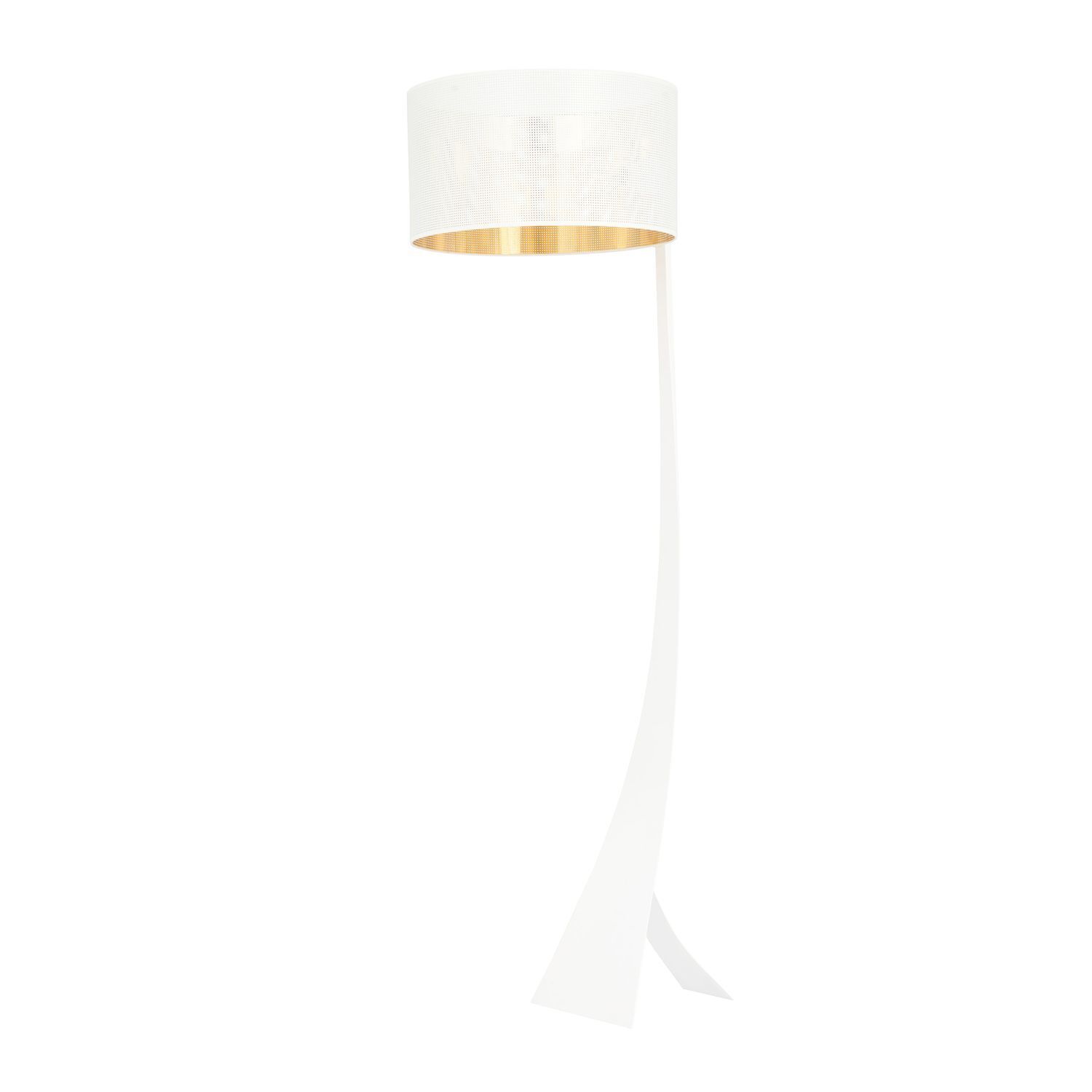 Lampadaire Blanc Or 157 cm métal tissu décoratif pour E27 Lampe, Lampenschirm