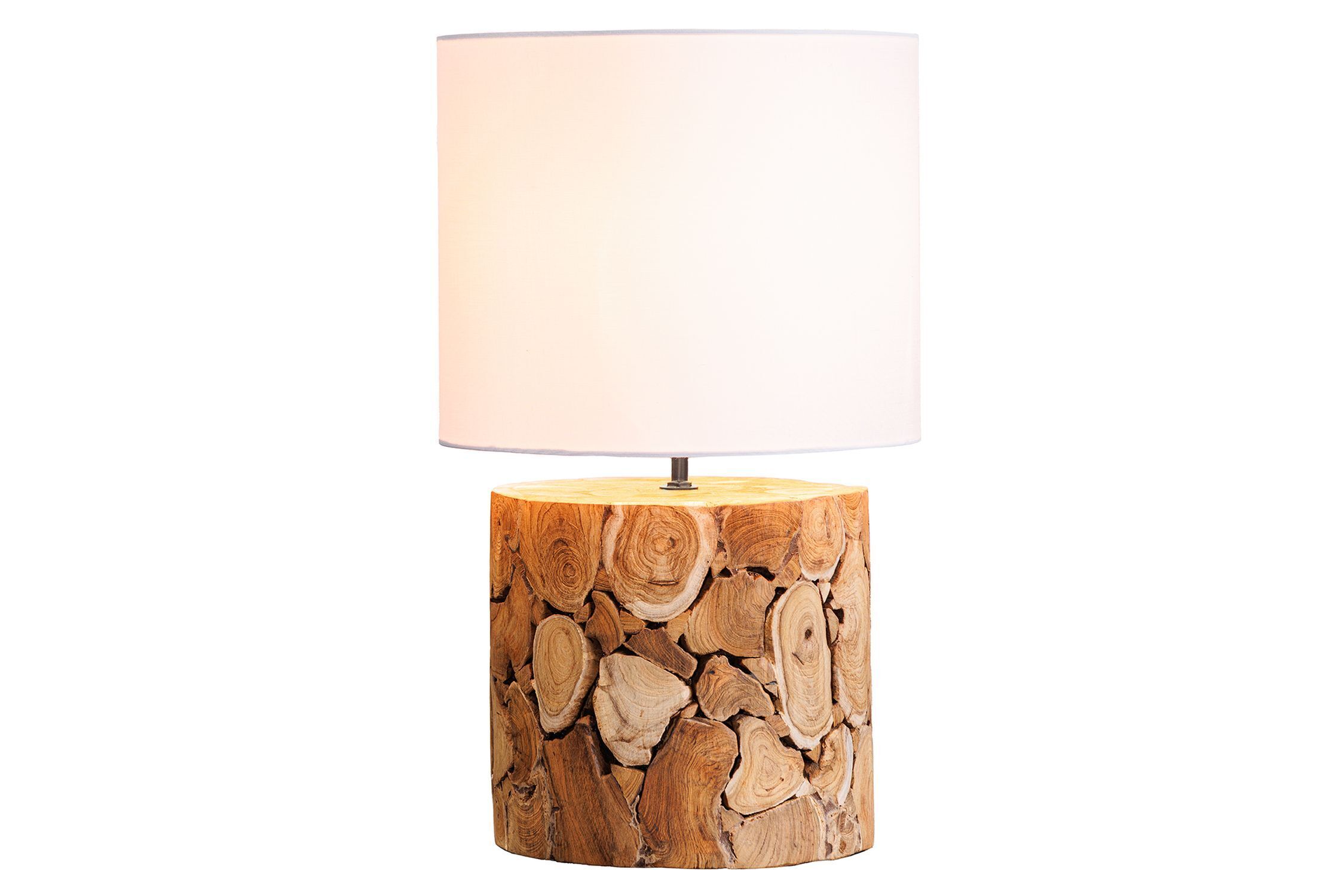 Nachttischleuchte Weiß Natur Stoff Holz 45 cm gemütlich