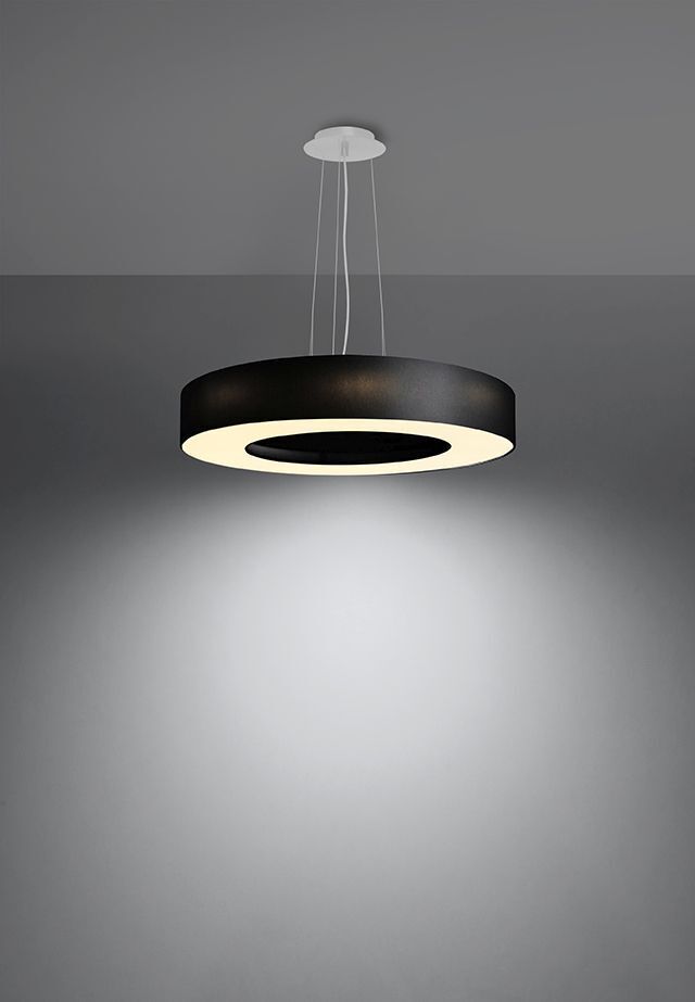 Suspension tissu noir Ø 50 cm rond 5x E27