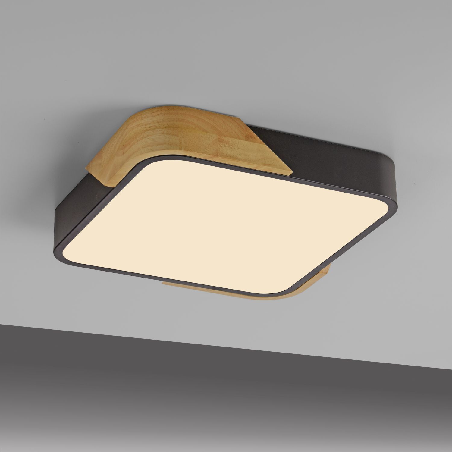 LED Deckenleuchte Holz L:32 cm Schwarz Natur 3000 K Deckenleuchte