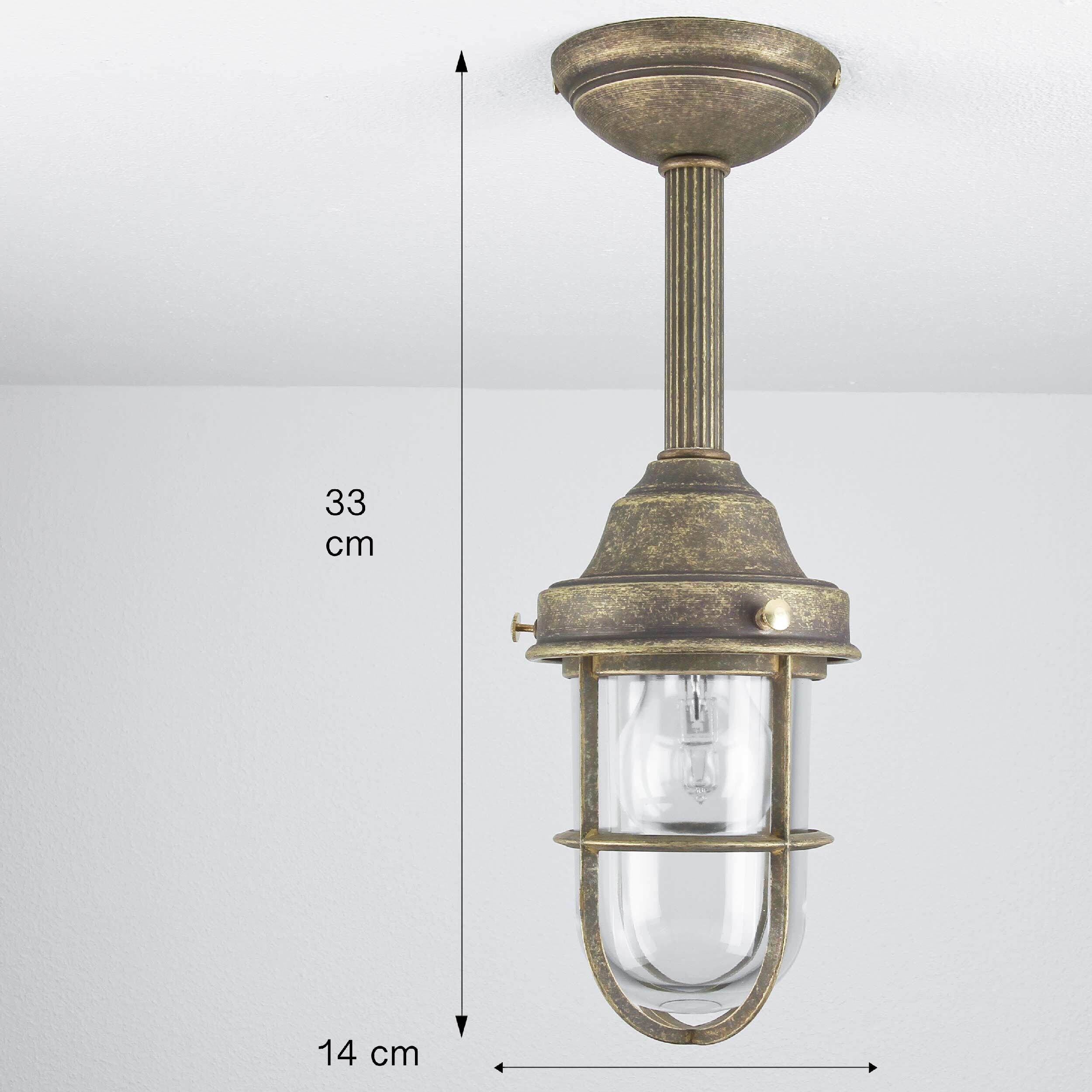 Deckenlampe Außen Maritim Echt-Messing Leuchte, Deckenleuchte, Lampe