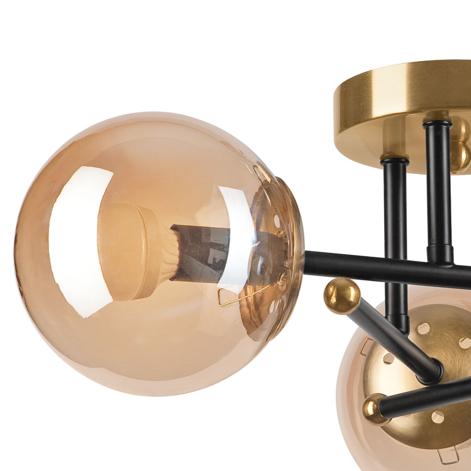 Blendarme Deckenleuchte in Gold Glas Metall 3-flammig Beleuchtung, Lampe, Deckenleuchte, Leuchte
