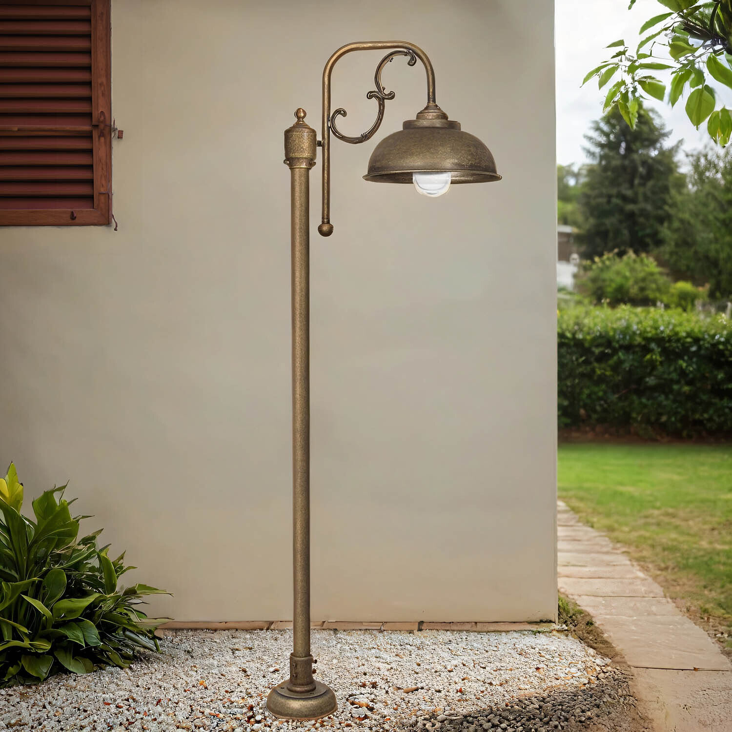 Gartenlaterne Messing Glas 148 cm in Bronze Antik IP44 E27