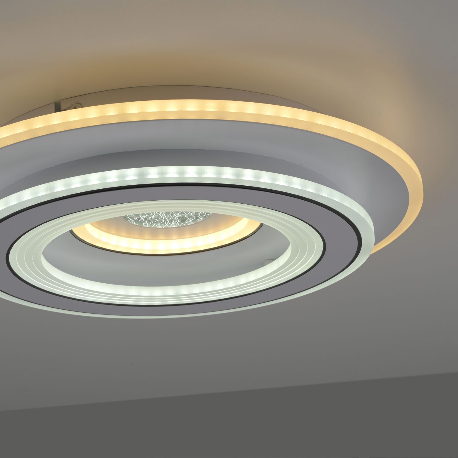 Weiße LED Deckenlampe Dimmer Ø40 cm 5100 lm Nachtlicht