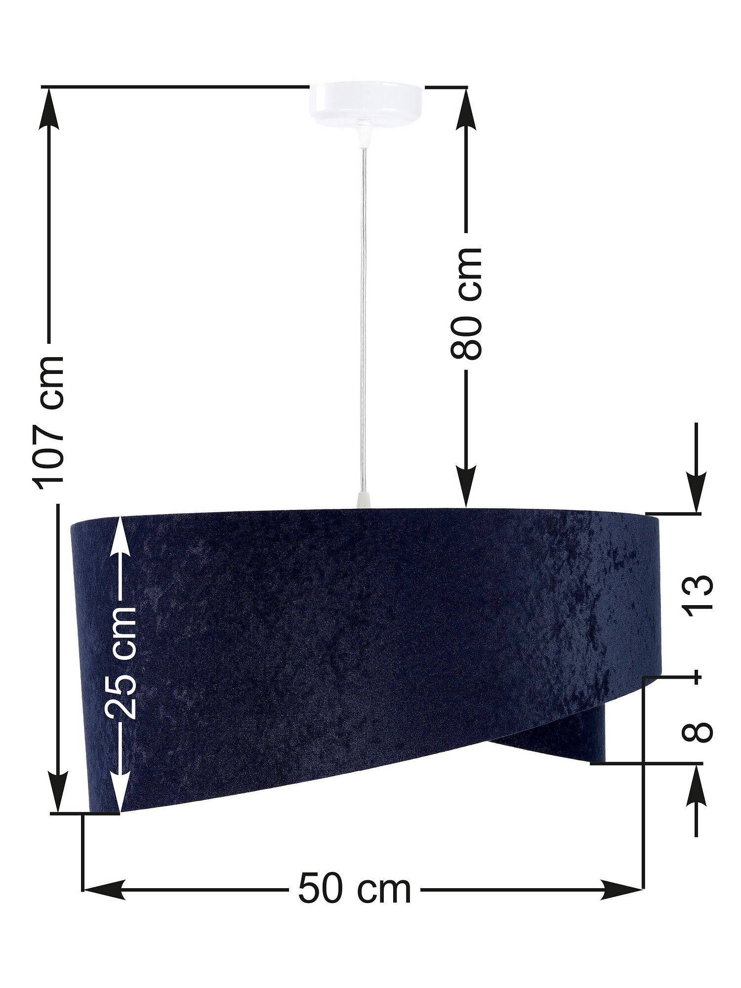 Suspension Abat-jour Bleu Blanc Tissu rond Ø50cm