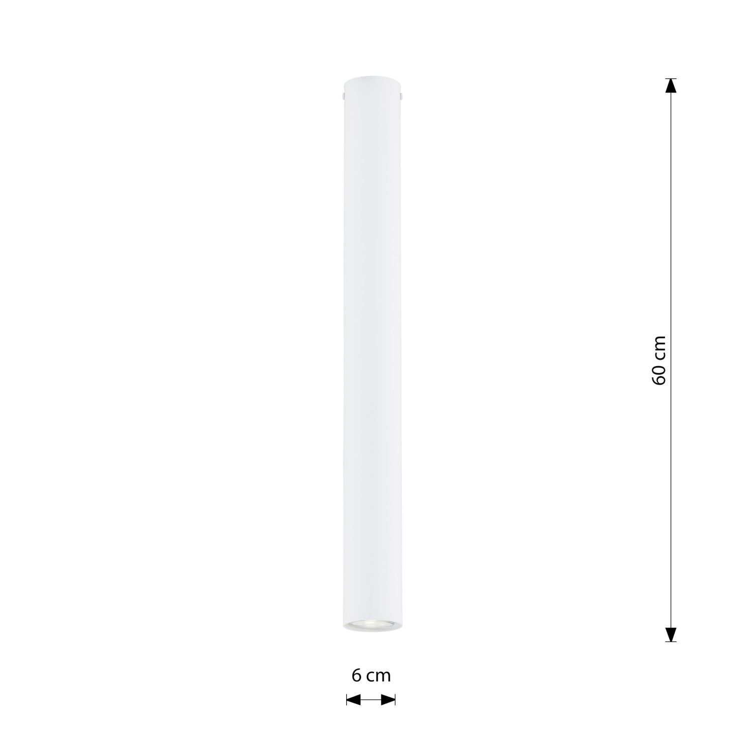 Aufputz Spot Lampe schmal Ø 6 cm H: 60 cm Metall Weiß GU10 Zylinder