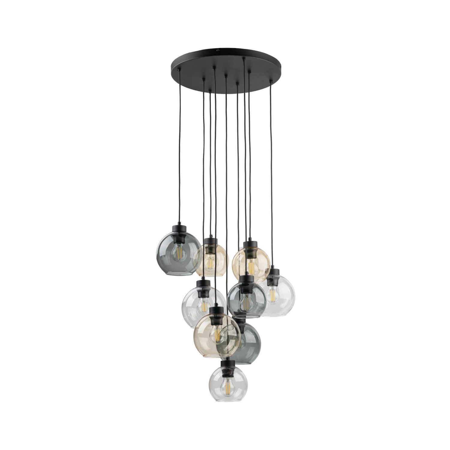 Suspension verre fumé H : max. 140 cm réglable 9x E27