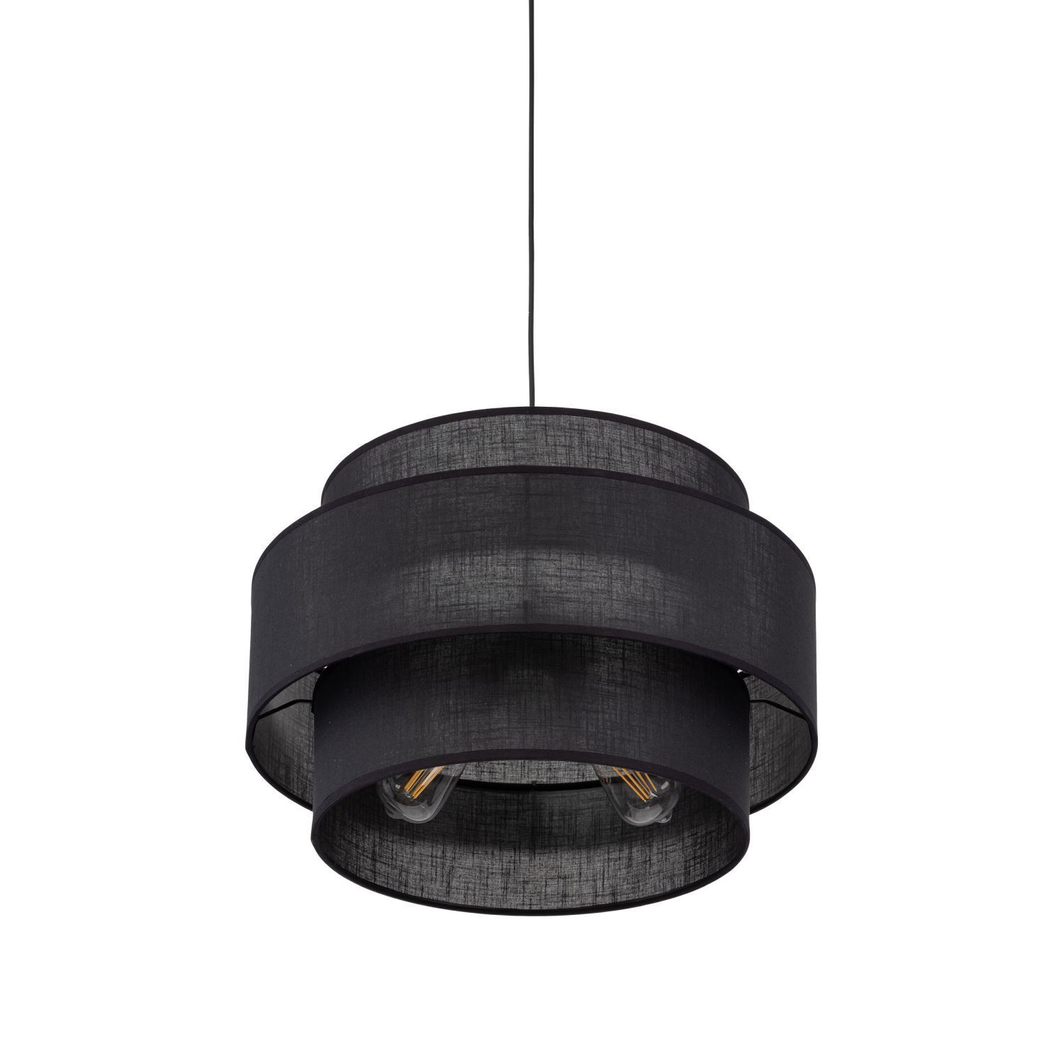 Suspension Noir Tissu Ø 50 cm H : max. 160 cm 3x E27 Leuchter, Lampe, Deckenleuchte