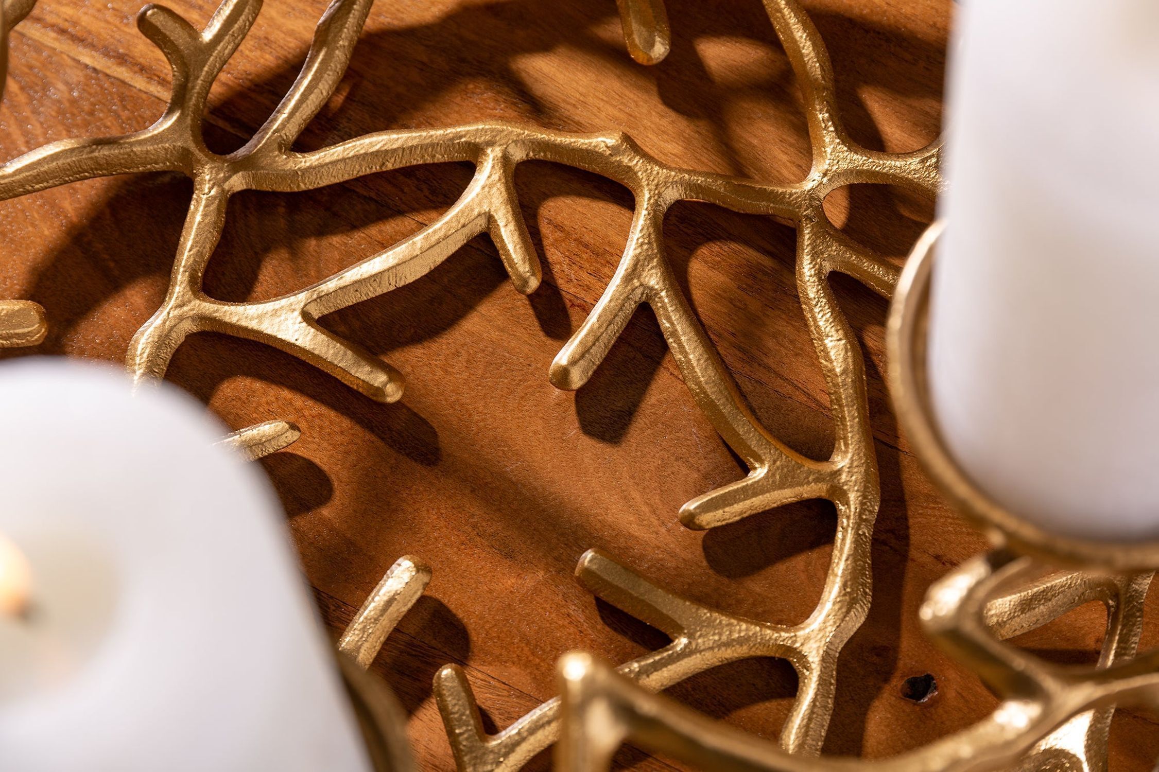 Bougeoir pour bougies bloc Ø 38 cm fait main en or Geweih, Holz