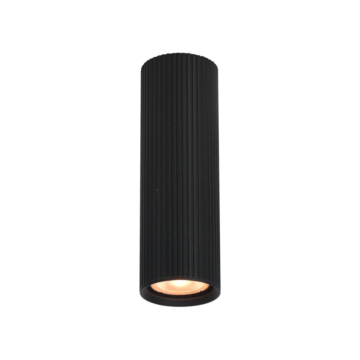 Aufputz Deckenlampe Schwarz Metall GU10 Ø 5,5 cm H: 17 cm Lampe, Zylinder, Beleuchtung