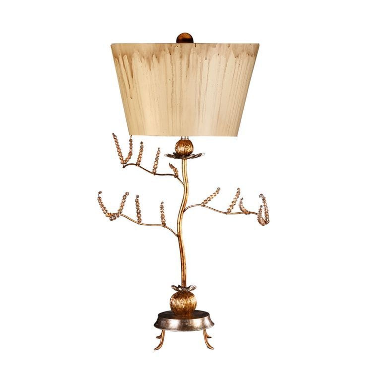 Tischleuchte Metall Stoff in Silber Creme 91cm kunstvoll Lampe, Lampenschirm