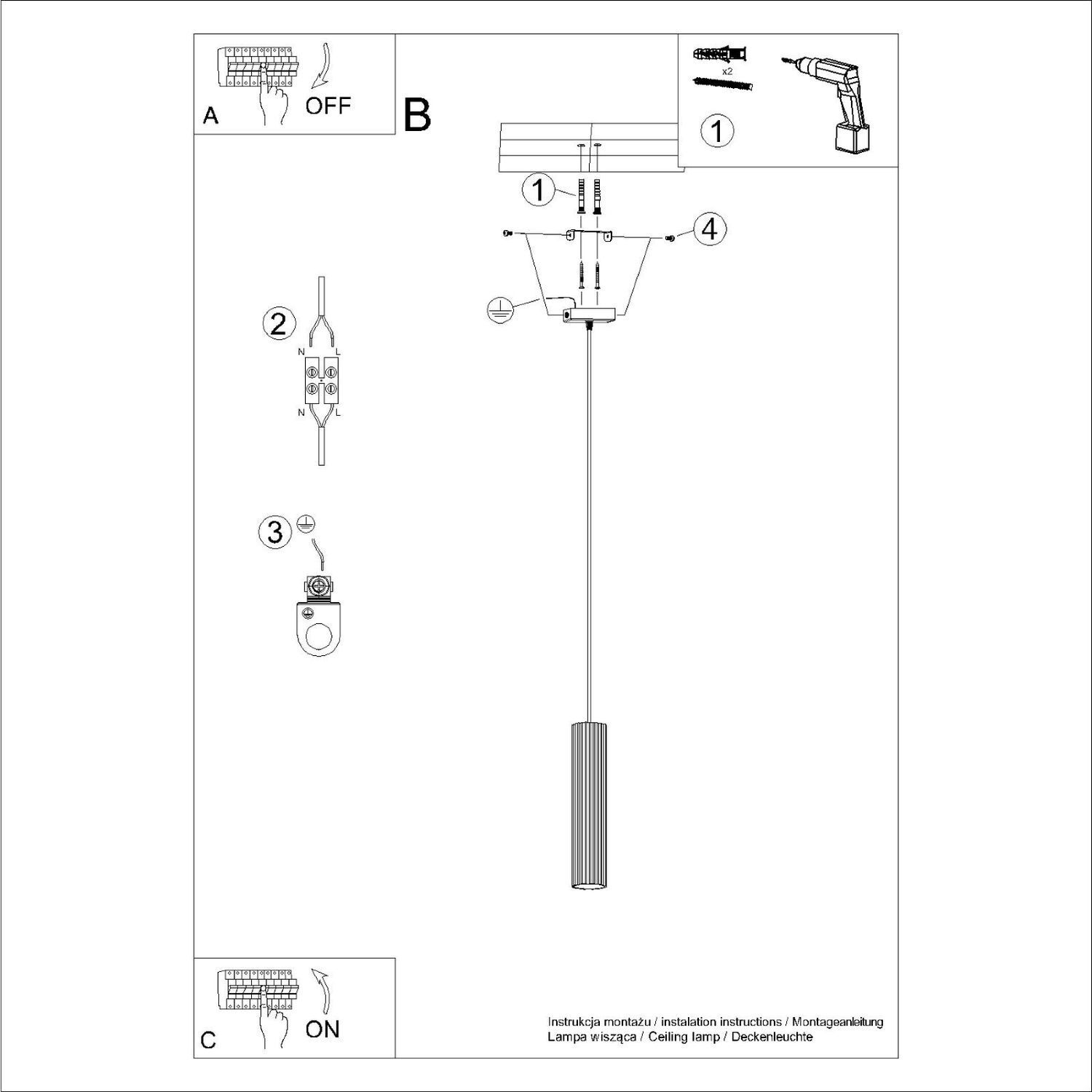 Suspension étroite Ø 8 cm aluminium en crème pour GU10 BERTA CAD-Diagramm, Diagramm