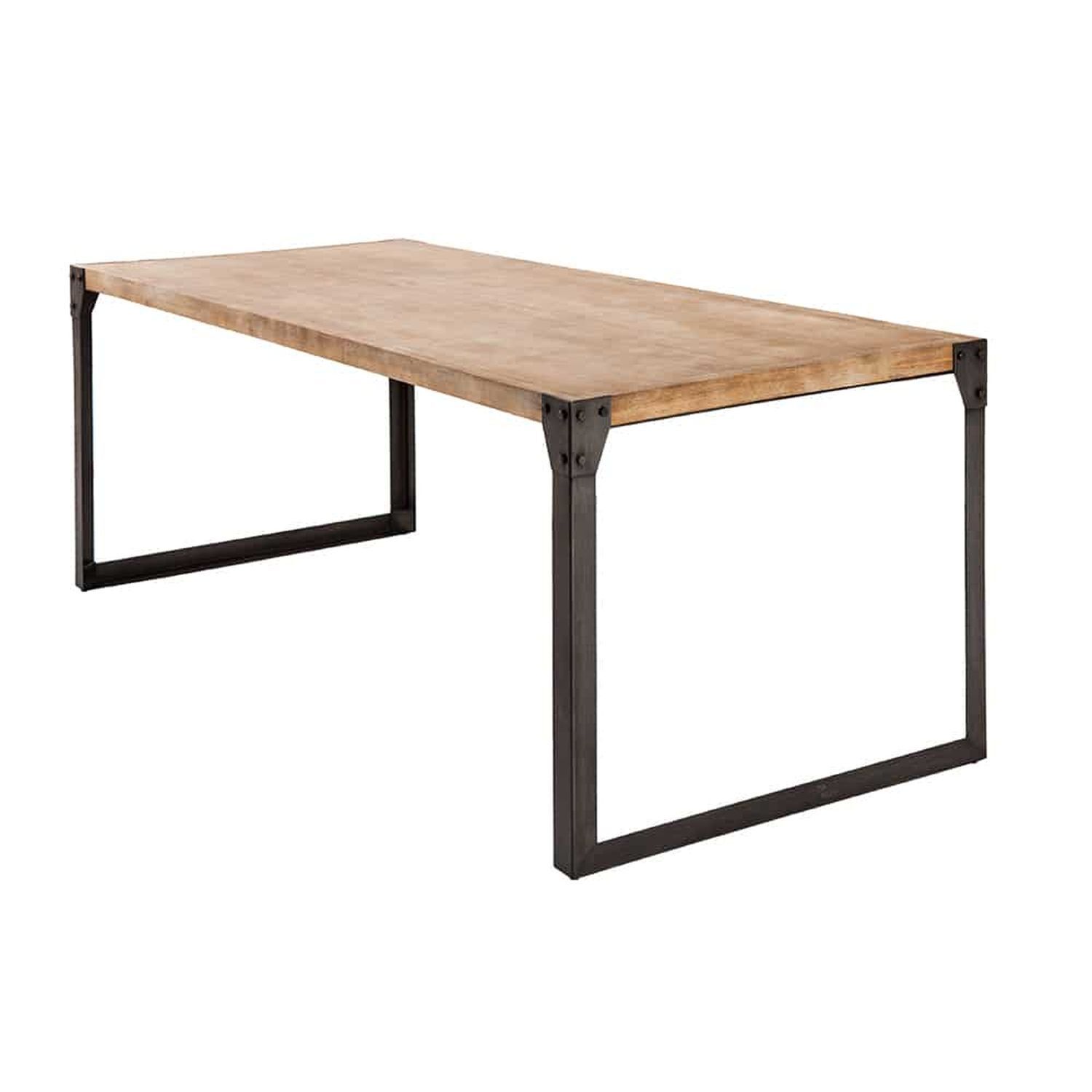 Table de salle à manger 200x90 cm en naturel cérusé noir piétement traîneau Moebel, Tabelle, Kaffeetisch, Esstisch, Schreibtisch