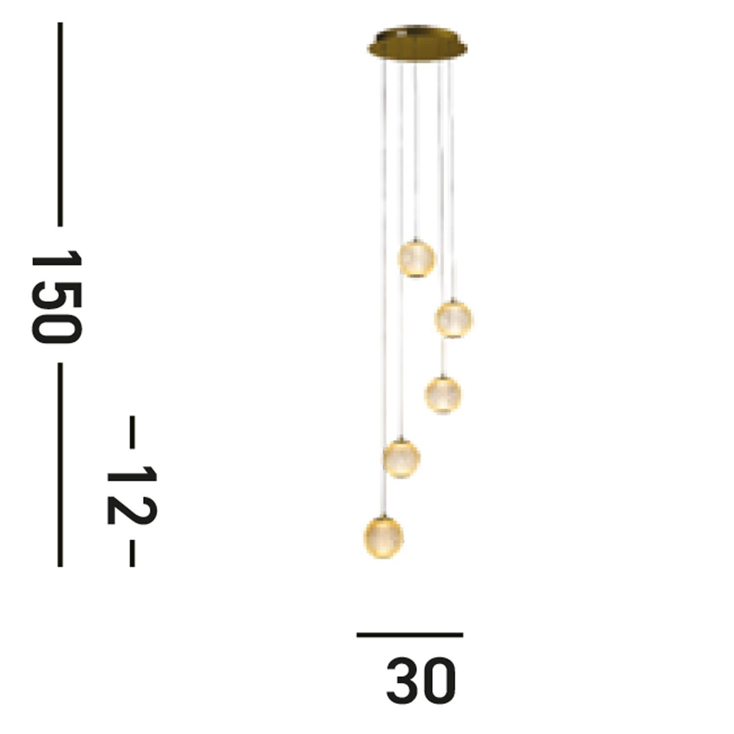 Suspension LED métal 21 W Ø30 cm 5-flmg en laiton Suspension LED métal 21 W Ø30 cm 5-flmg en laiton