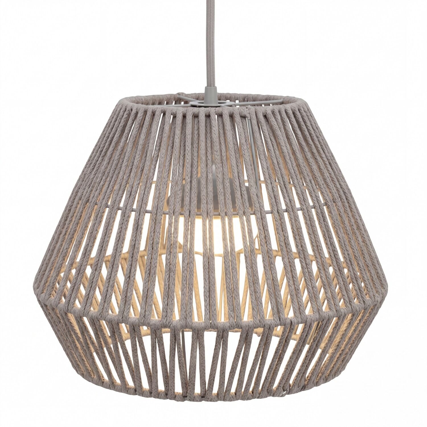 haengeleuchte-aussen-outdoor-pendelleuchte-kahla-1x-led-mit-9w-leuchtmittel-inklusive-taupe-recycelter-kunststoff-pvc-le110924-02 Pendellampe, Hängeleuchte, Korboptik, Gehäuse aus Garn, Weißes Licht