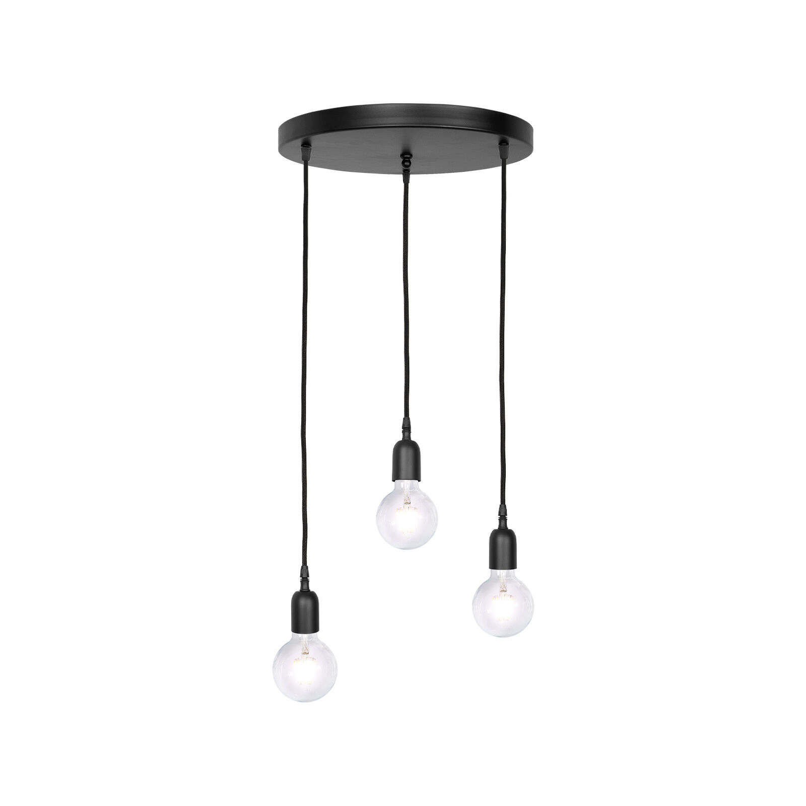 Pendelleuchte Ø 40 cm 3-flammig E27 Schwarz matt verstellbar