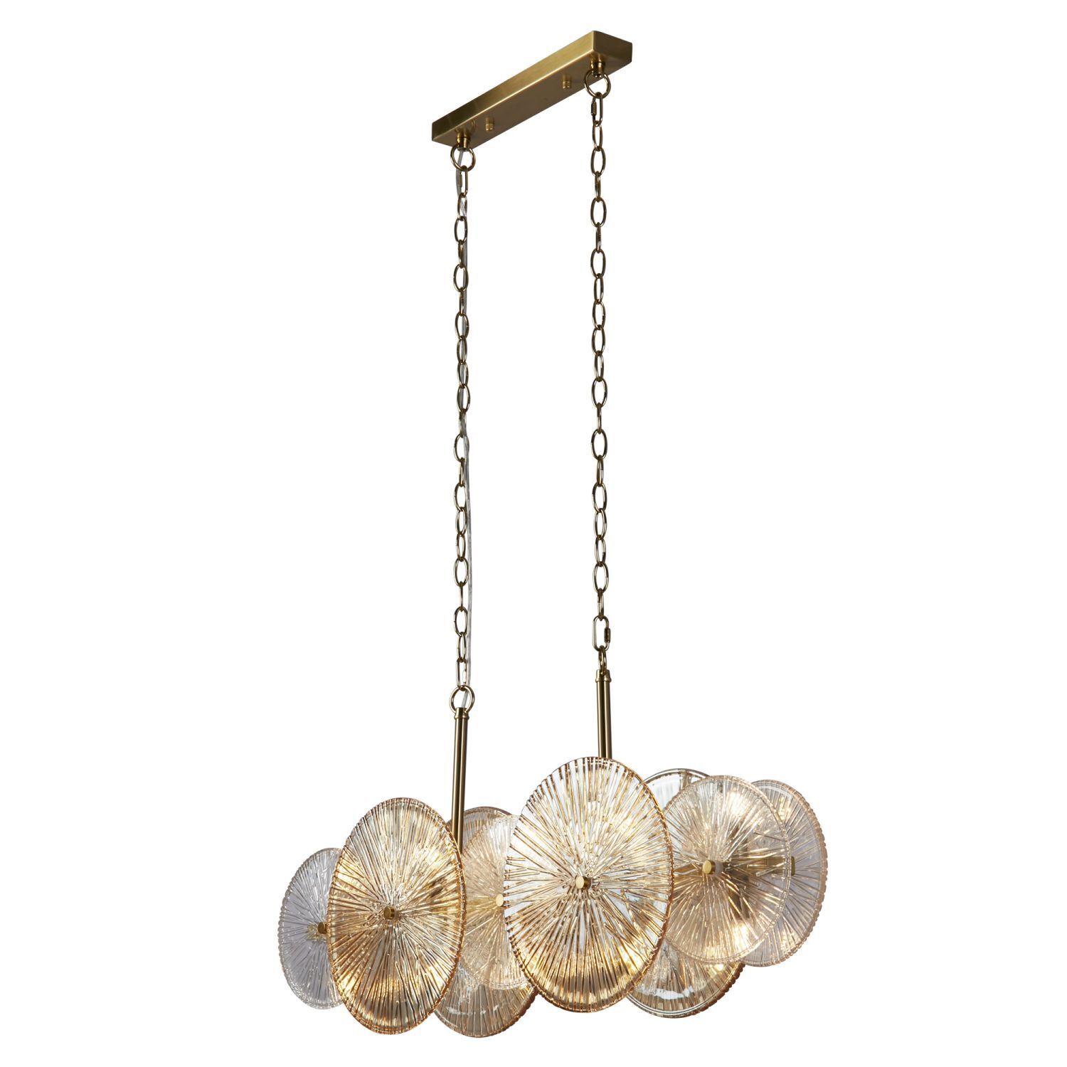 Lampe à suspendre verre métal L : 90 cm en bronze ambre clair