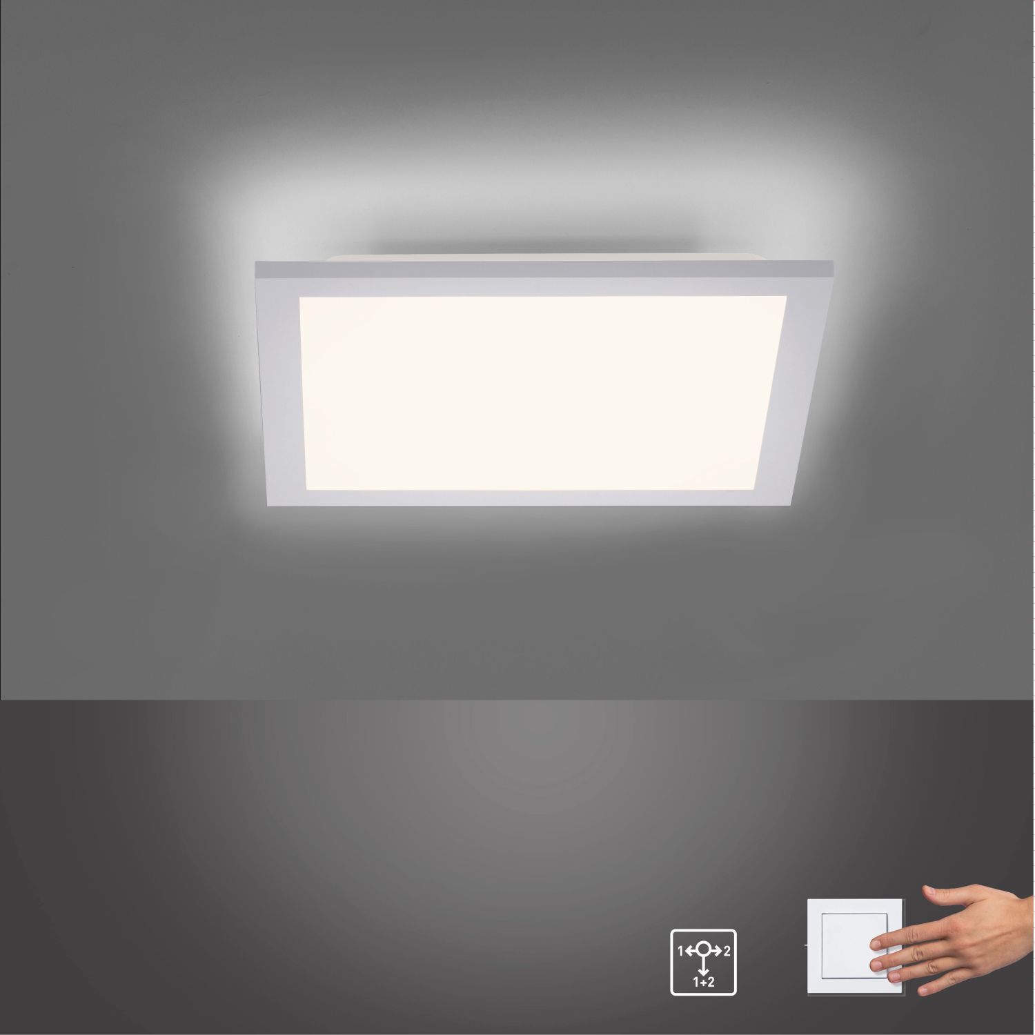 Plafonnier LED blanc plat à faible éblouissement L:29,5 cm 3000 K Deckenleuchte