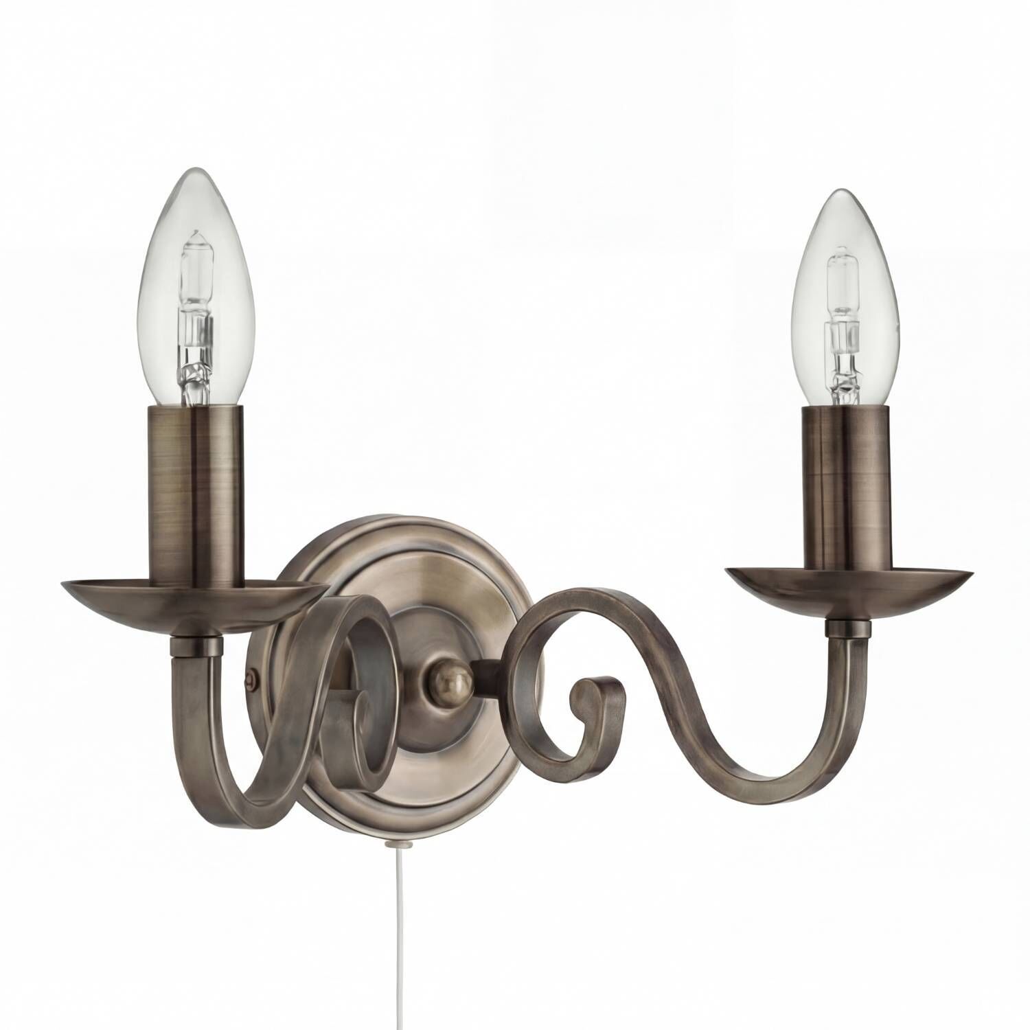 wandlampe, wandlampen, bronzen, metall, doppelarm