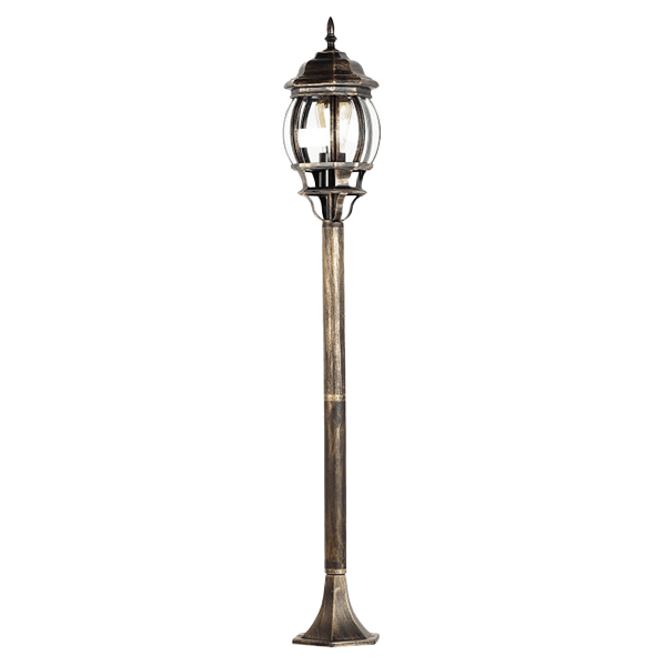 Lampes d'allée antique Gartenlaterne, Standlaterne, Bronzefarben, Glasschirm, Außenbeleuchtung