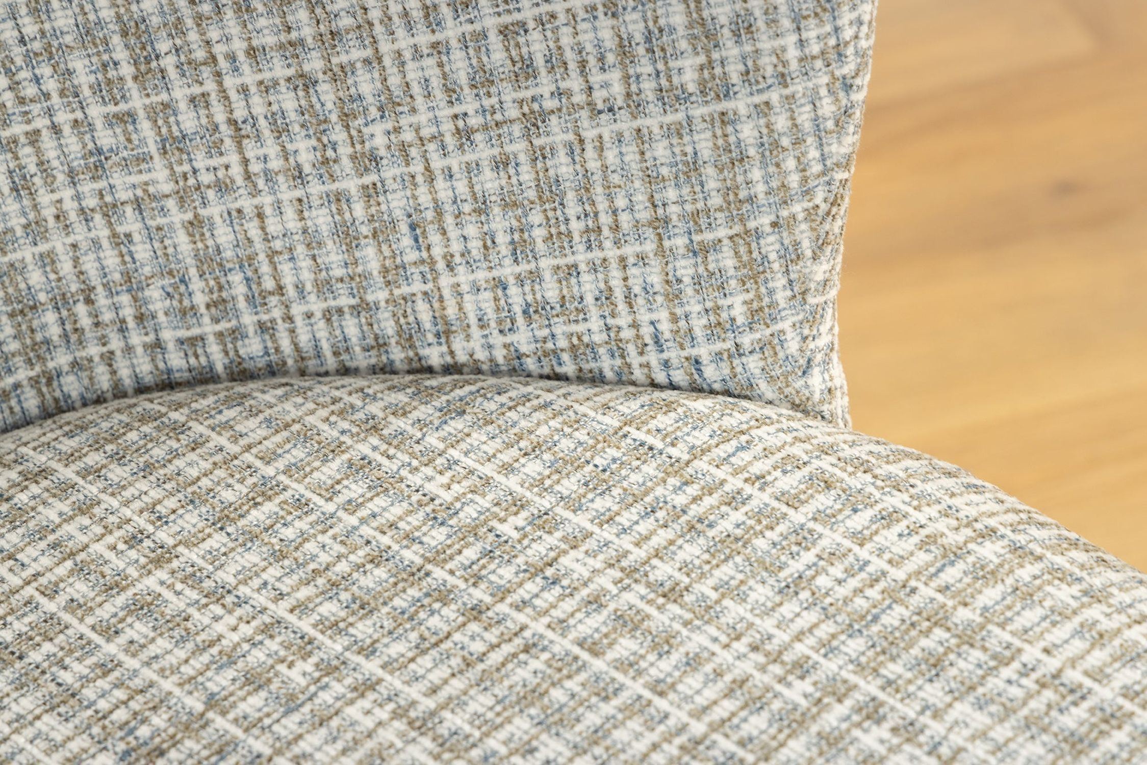 Chaise de salle à manger Blanc Bleu à carreaux Bouclé Métal sans accoudoirs Dekoration für Zuhause, Mobiliar, Kissen, Stuhl