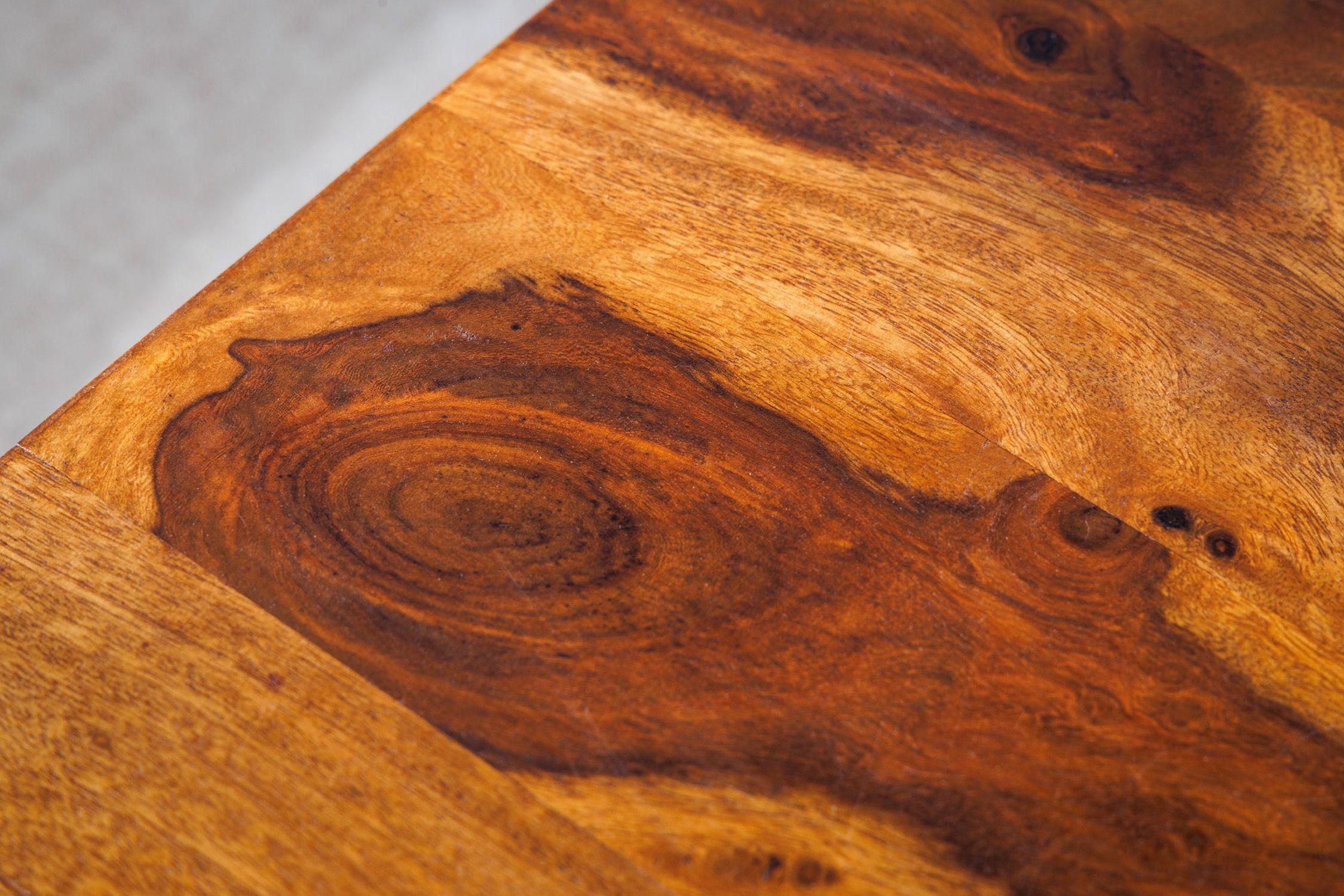 Beistelltisch Sheesham Holz Metall 45 x 30 cm Hartholz, Holz, Gebeiztes Holz, Innenarchitektur, Bodenbeläge