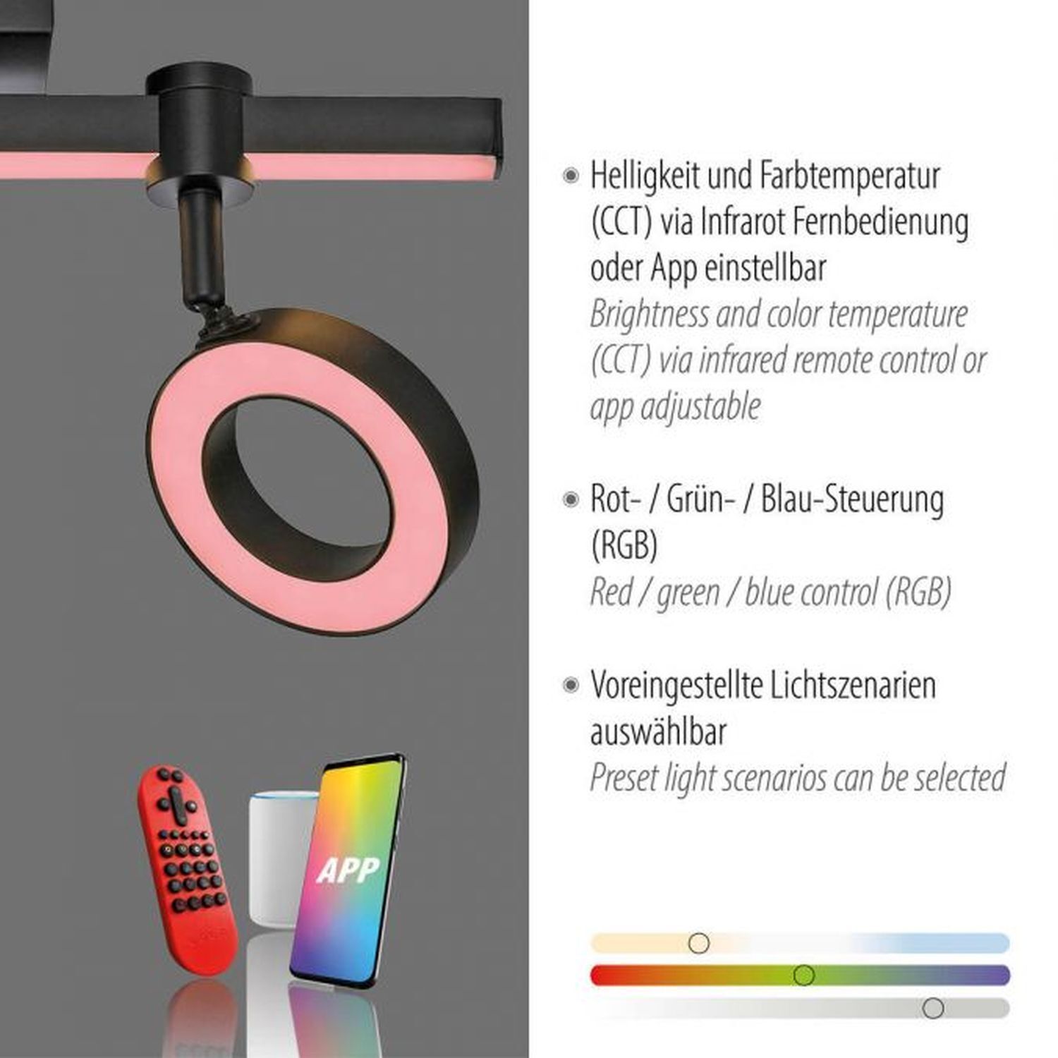 Verstellbarer LED Deckenspot Schwarz RGB Licht dimmbar Elektronik, Handy, Telefon